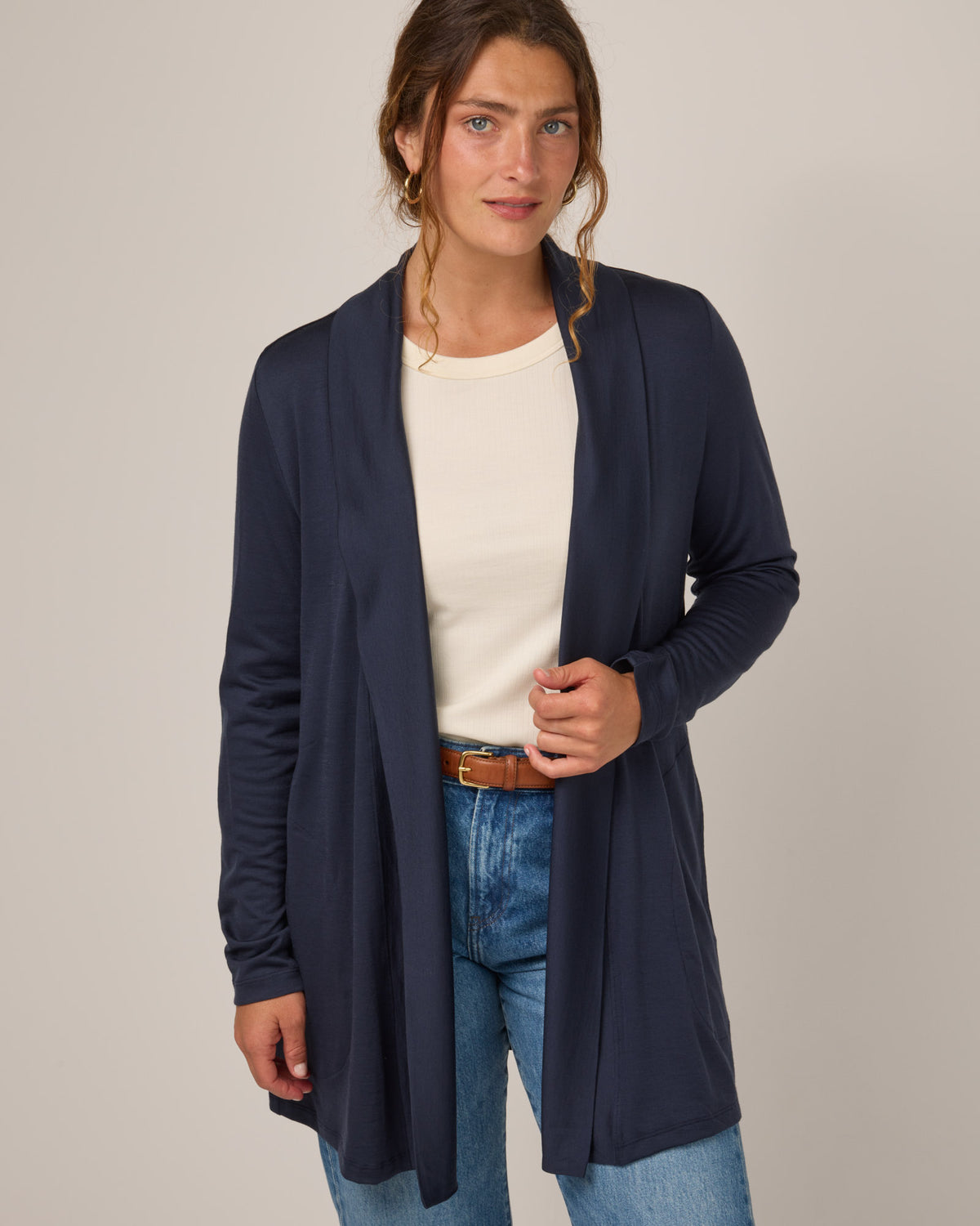 Landmark Merino Wool Cardigan - Washed Navy – Landmark Cardigan 