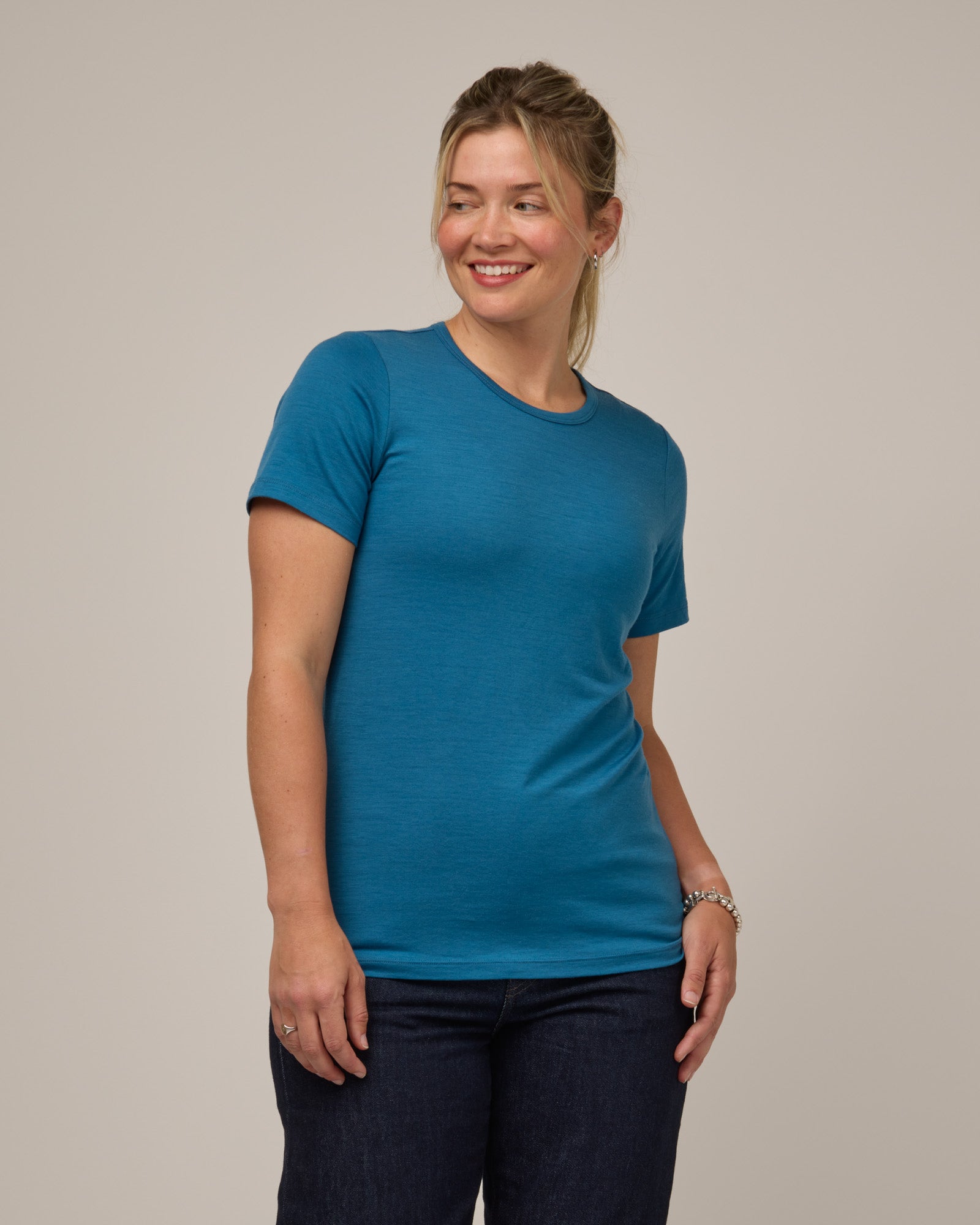 Cara 100% Merino Wool Fitted Tee - Ocean Teal – Cara 100% Wool