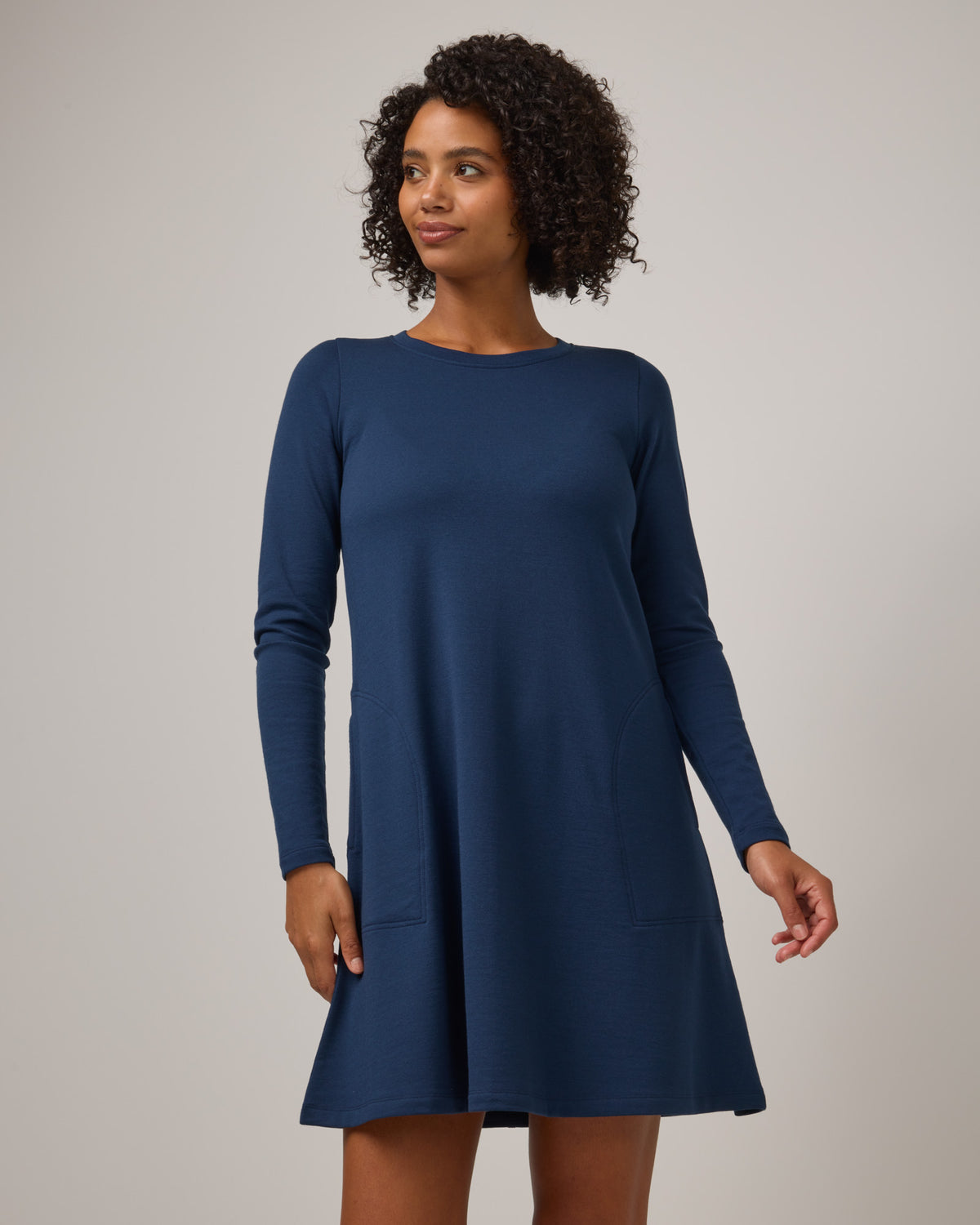 blue swing dress Eliza Merino Wool Size Inclusivity Size:J12 High waist flared midi A-line Tea-length Pink Wedding