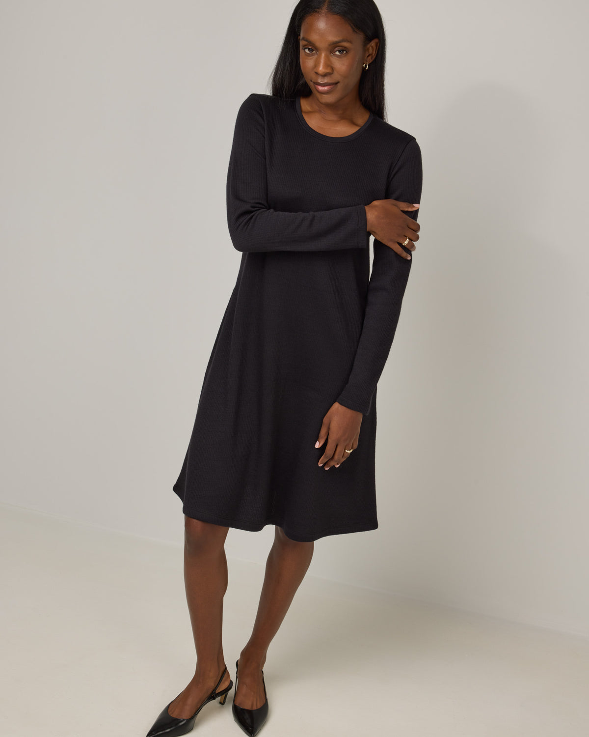 Bethany Merino Wool Ribbed Swing Dress
