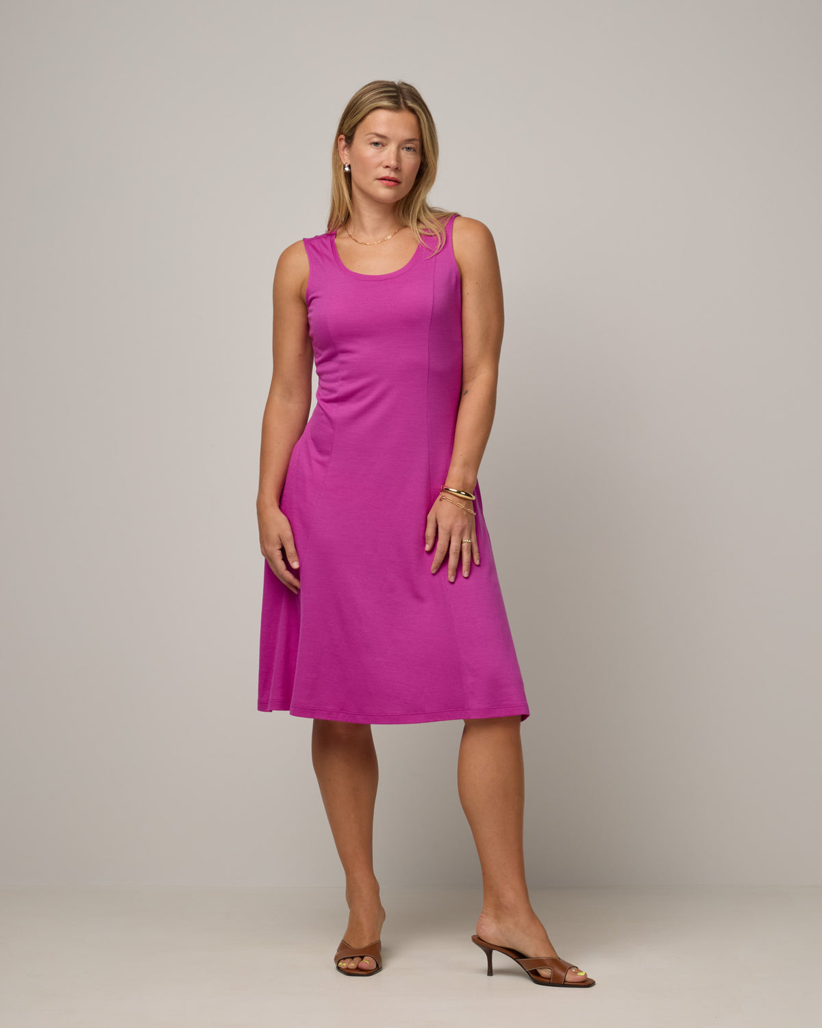 Flora Merino Wool Swing Dress - Petunia