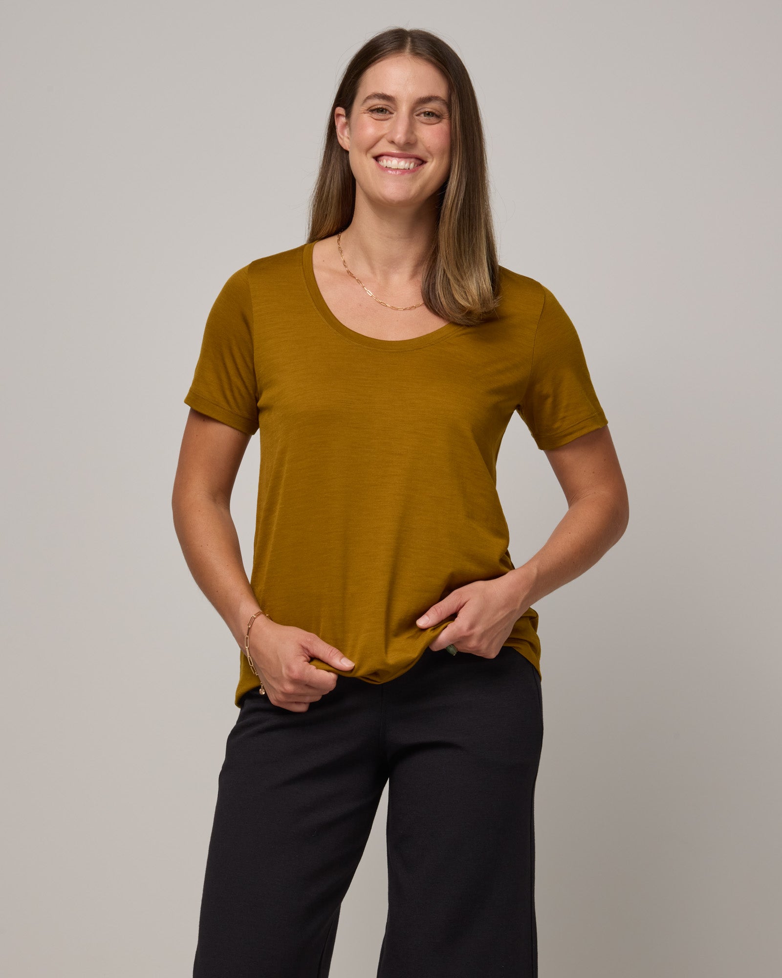 Stella Signature Merino Wool Scoop Neck Tee - Spiced Pear – Stella