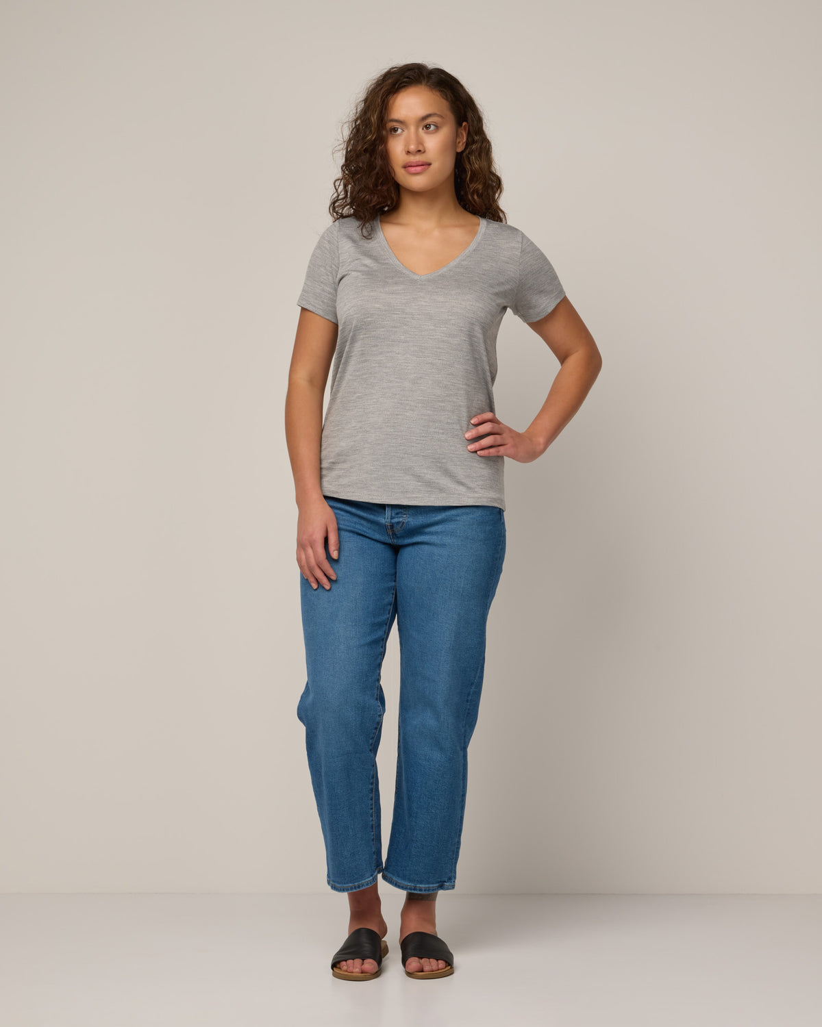 Robin Kaplan Merino Wool Knit Tee in Icy Gray main image 1