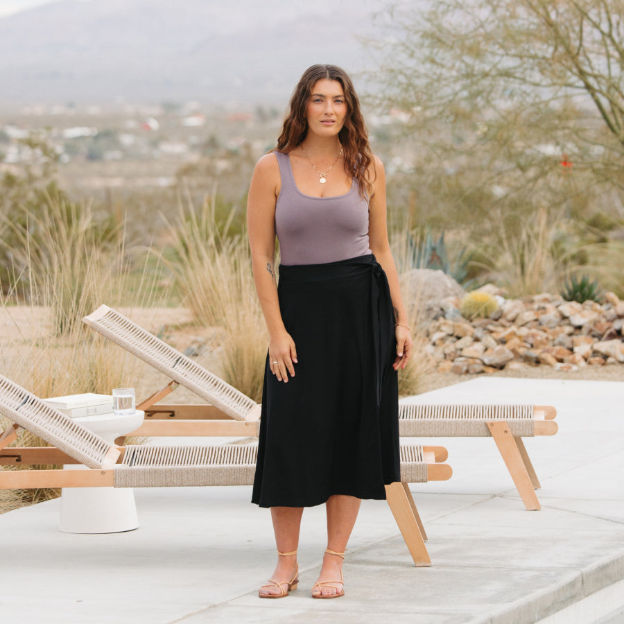 Skye Merino Wool Wrap Skirt - Black – Skye Wrap Skirt | wool&
