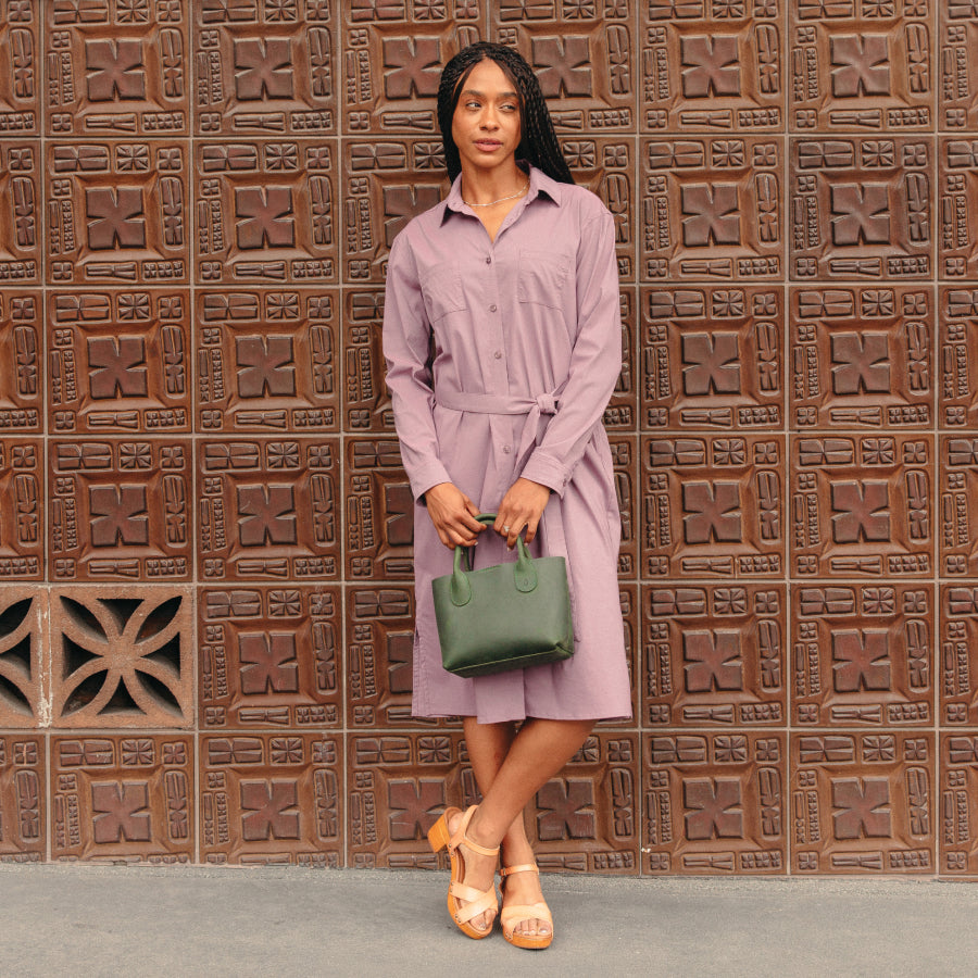Victoria Merino Wool Stretch Tech Shirt Dress - Lavender