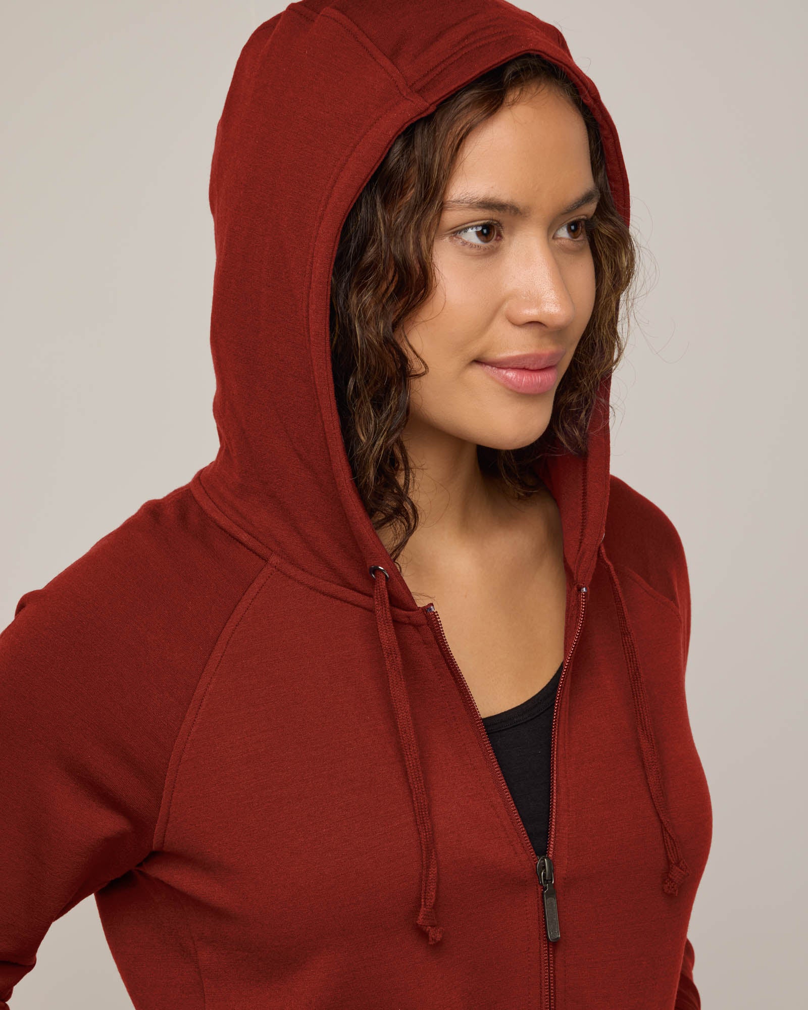 Aspen Merino Wool Full Zip Hoodie Rustic Red Aspen Full Zip Hoodie wool