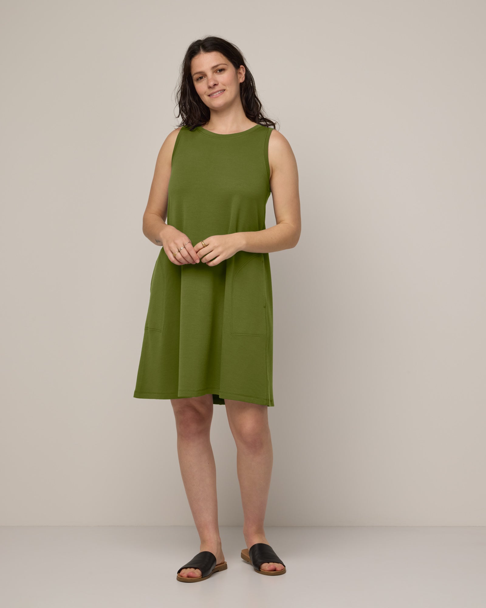 Sierra Merino Wool Tank Dress - Moss Green