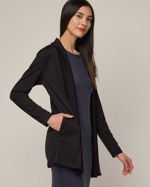 Landmark Merino Wool Cardigan - Black - wool&