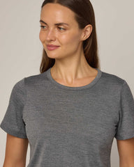 Cara Merino Wool Signature Fitted Tee - Charcoal Heather