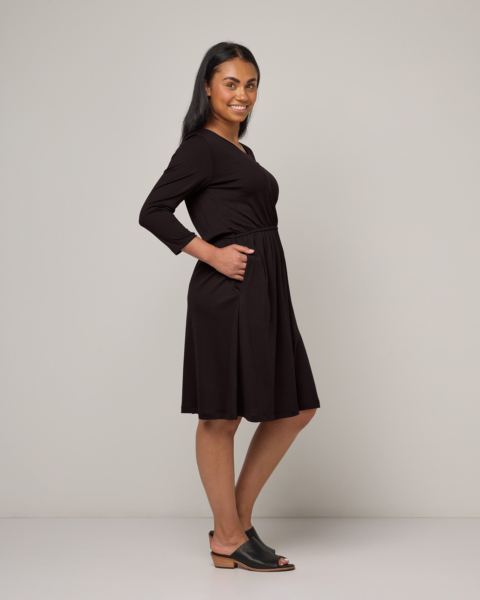 Fiona Merino Wool Fit And Flare Dress Black