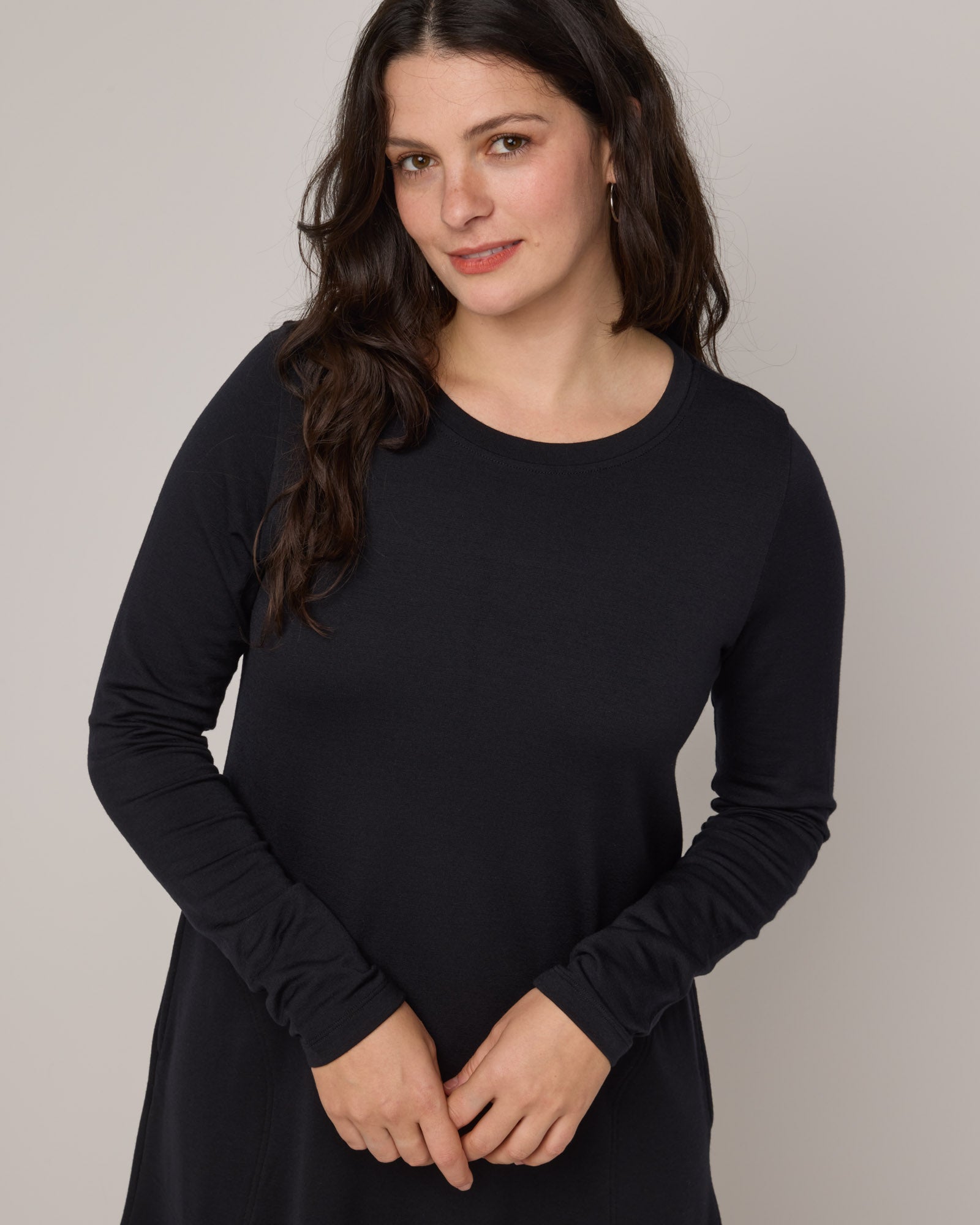 Eliza Merino Wool Swing Dress - Black Eliza Merino Wool Swing Dress - Black