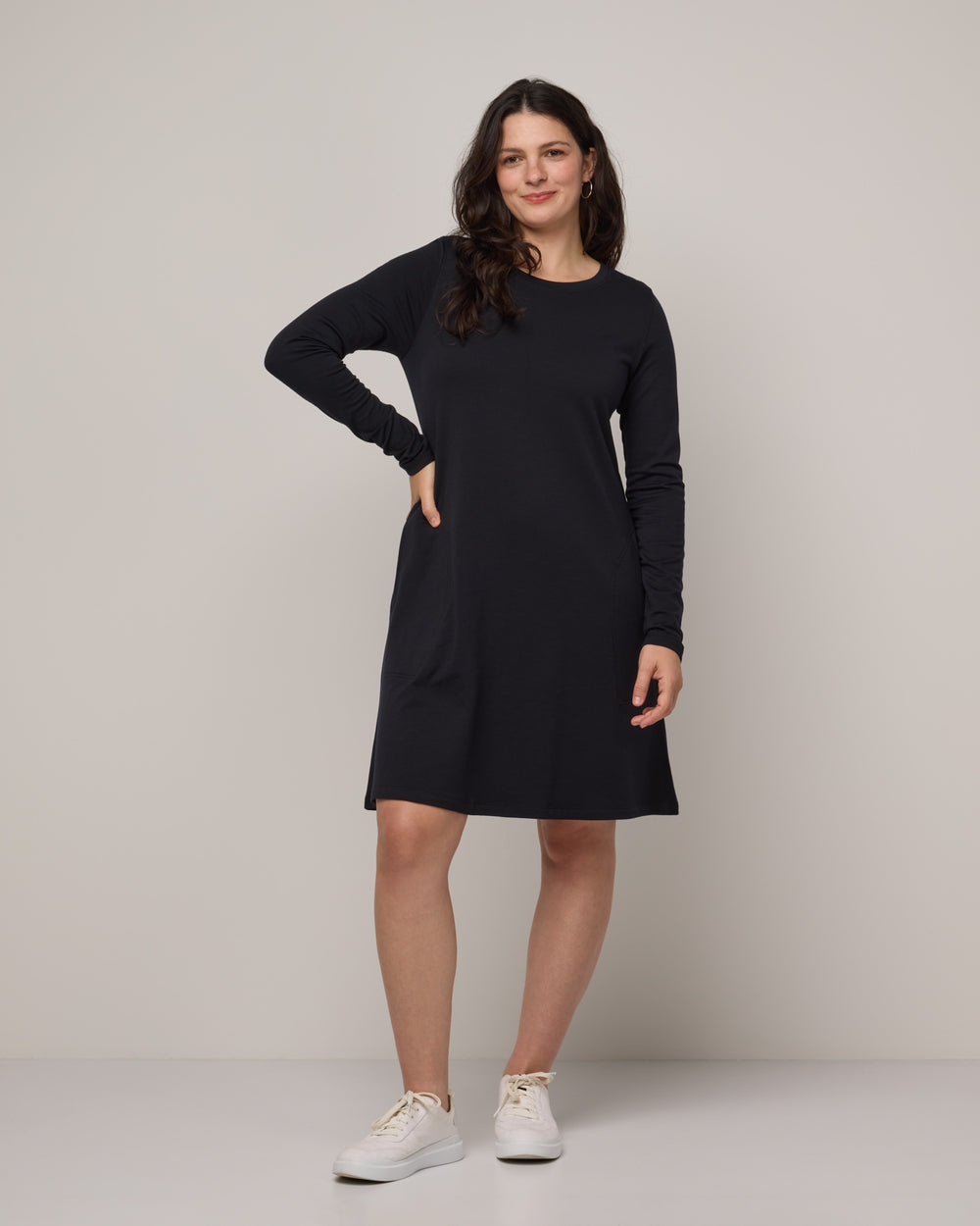 Eliza Merino Wool Swing Dress - Black Eliza Merino Wool Swing Dress - Black