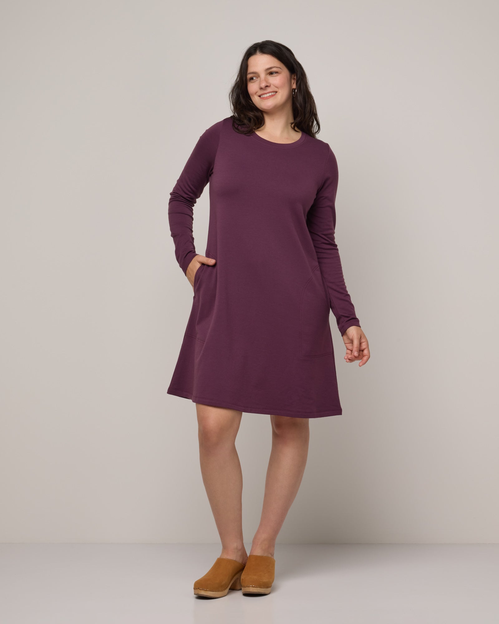 Eliza Merino Wool Swing Dress - Marionberry