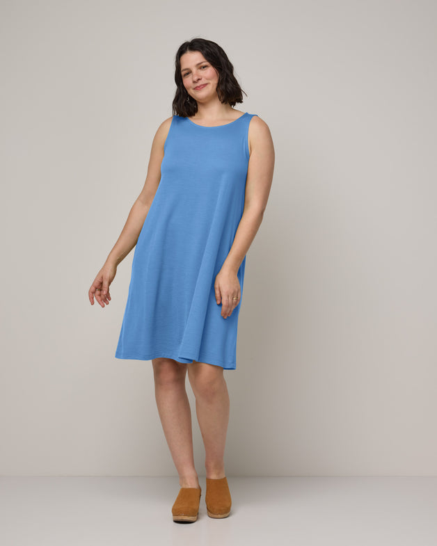 Camellia Merino Wool Tank Dress - Blue Jay - wool&