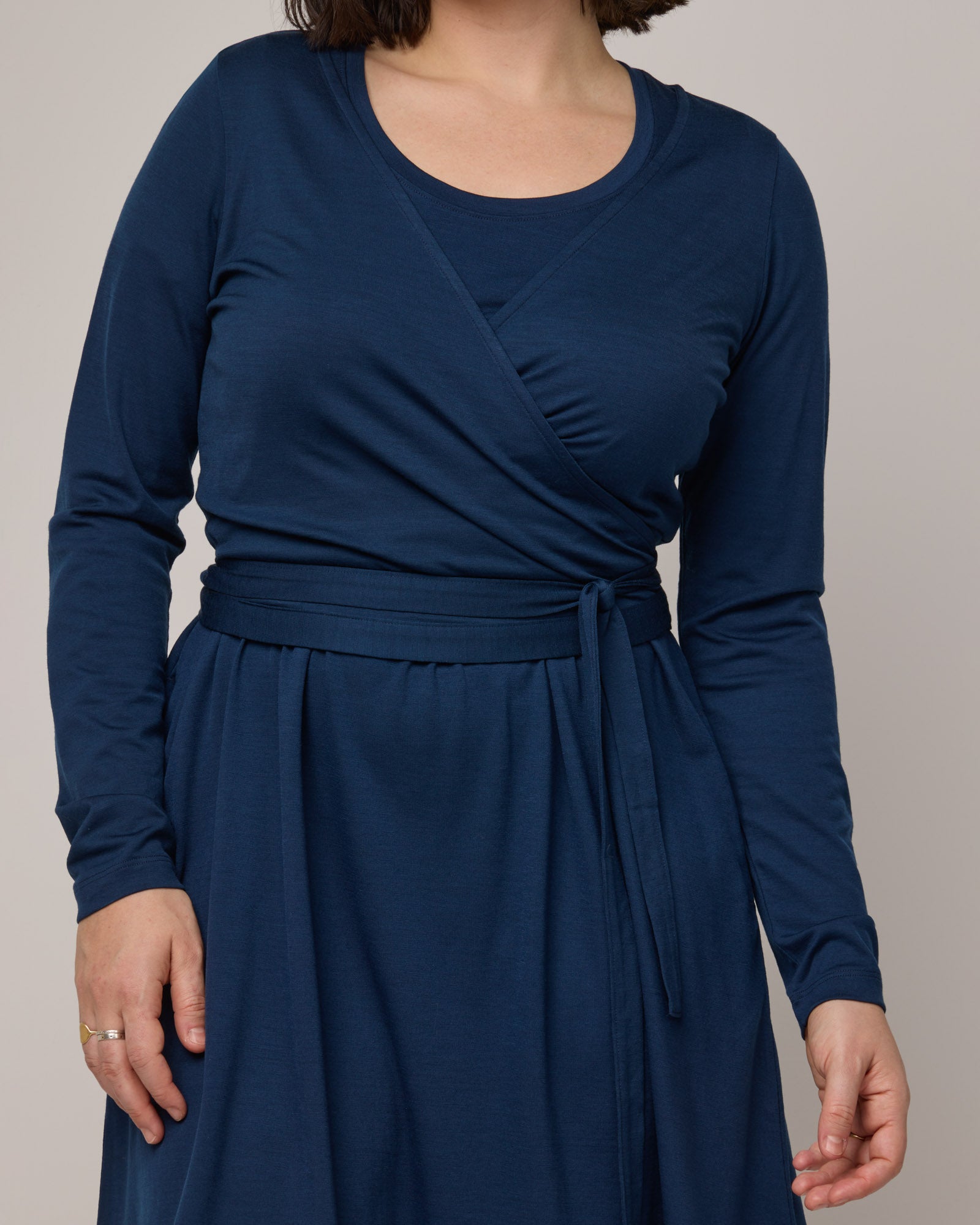 Natalia Merino Wool Wrap Top - Marine Blue Natalia Merino Wool Wrap Top - Marine Blue
