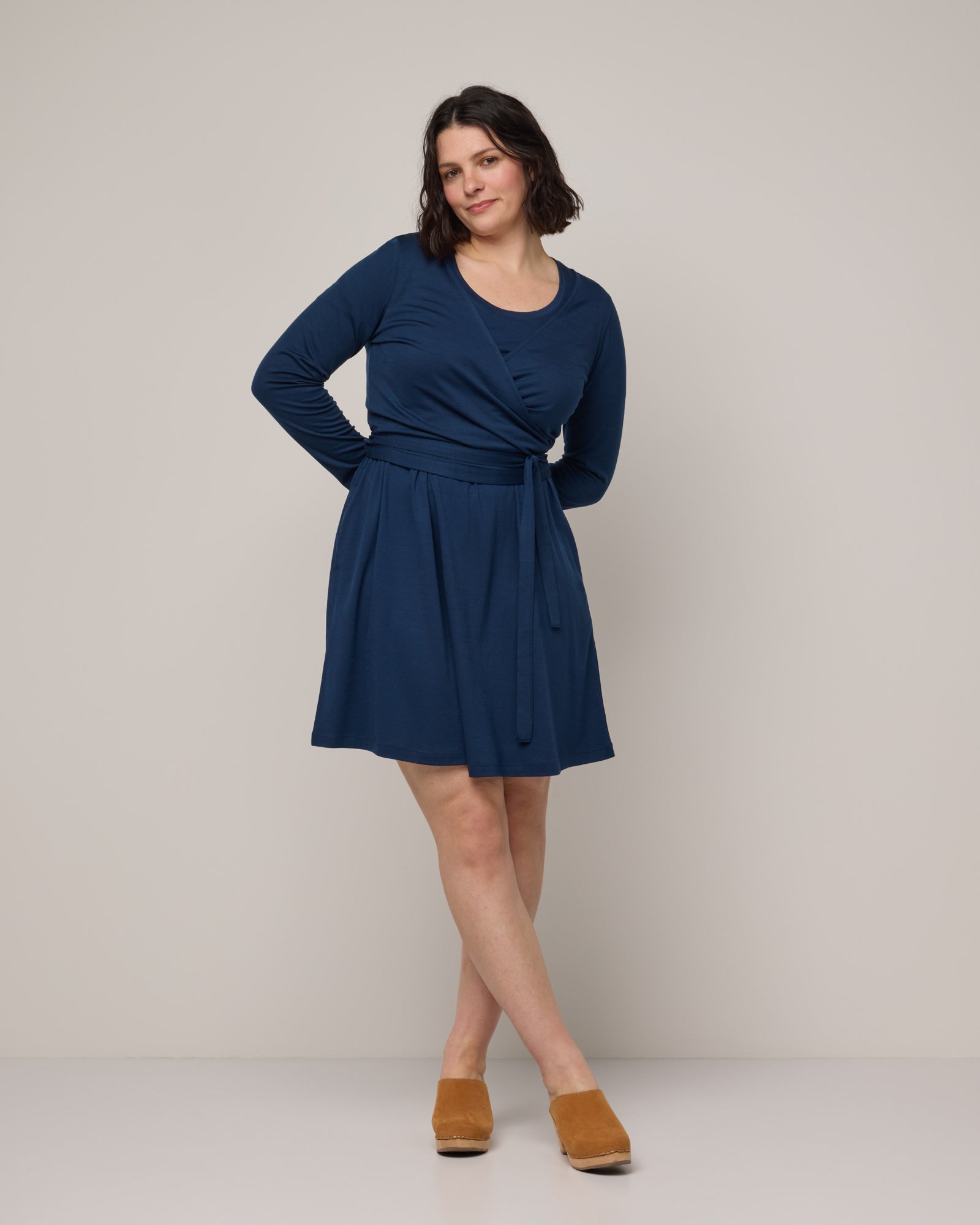 Natalia Merino Wool Wrap Top - Marine Blue Natalia Merino Wool Wrap Top - Marine Blue
