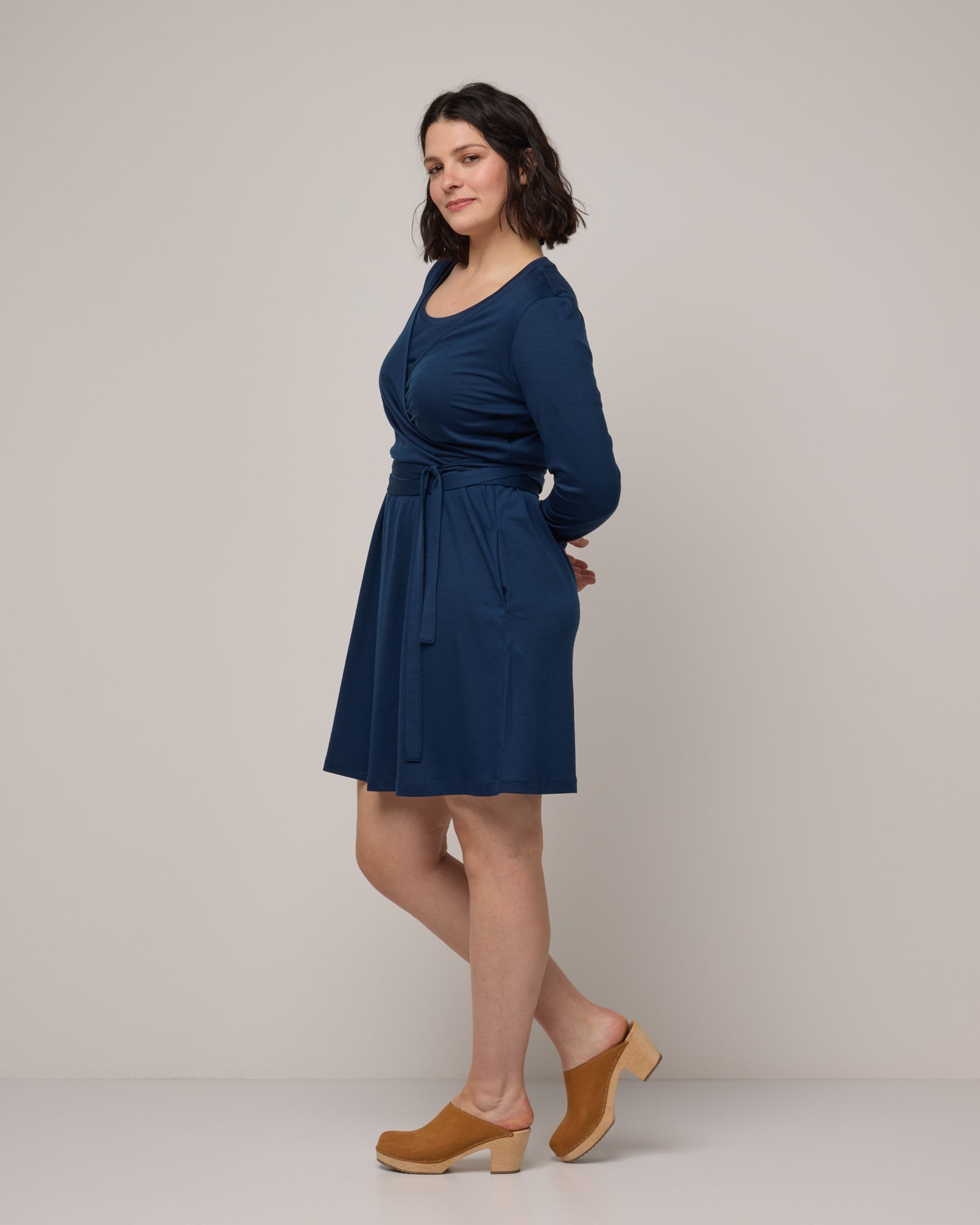 Natalia Merino Wool Wrap Top - Marine Blue Natalia Merino Wool Wrap Top - Marine Blue