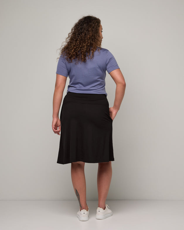 Helena Merino Wool Travel Skirt - Black