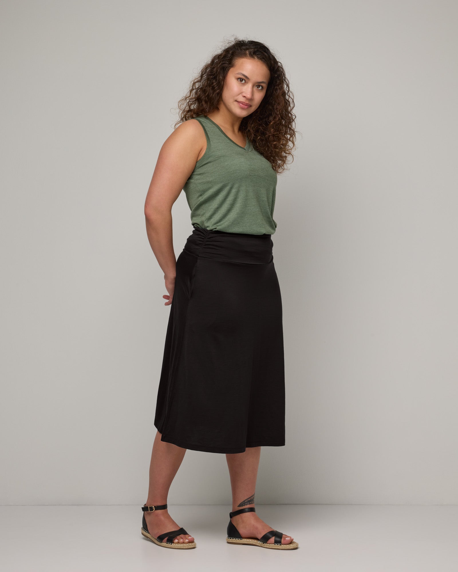 Helena Merino Wool Midi Skirt Black