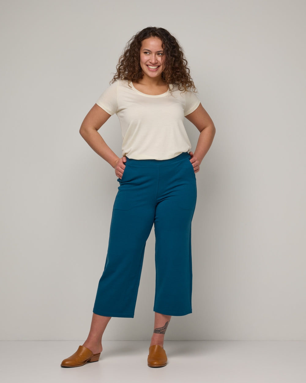 Frame Merino Wool Ponte Culotte - Aegean Teal - wool