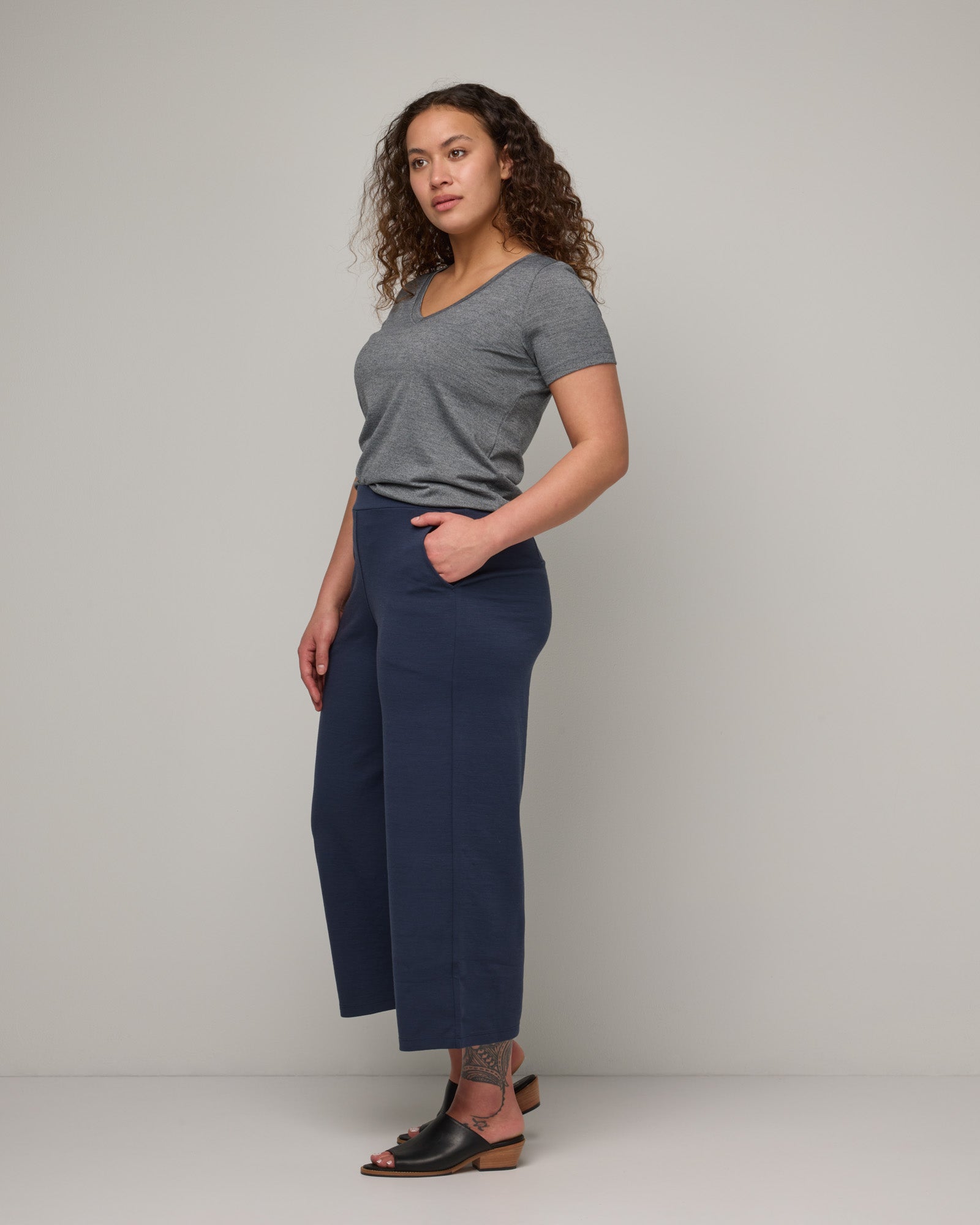 Frame Merino Wool Ponte Culotte - Washed Navy – Frame Ponte