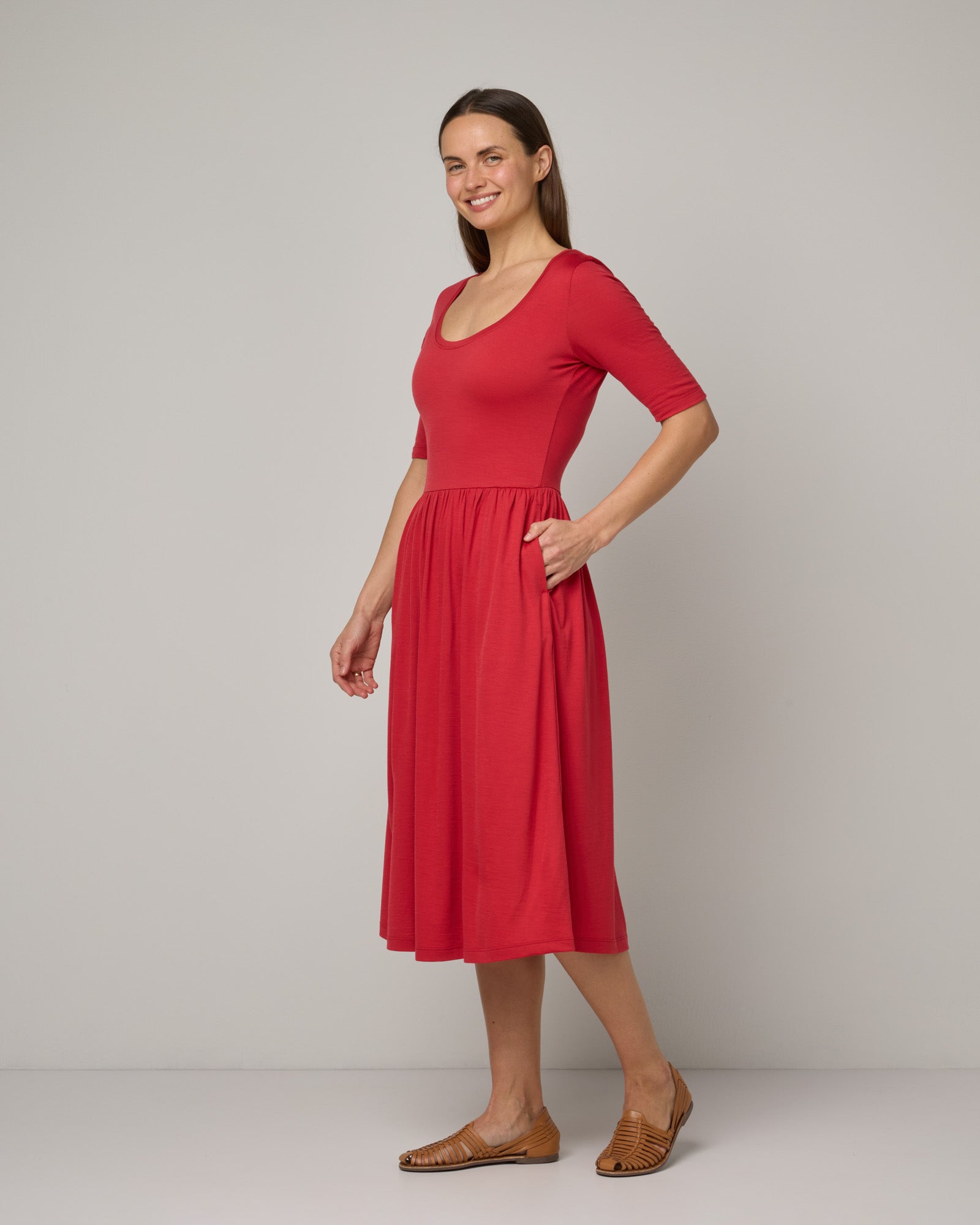 Fit n flare dress with sleeves hotsell