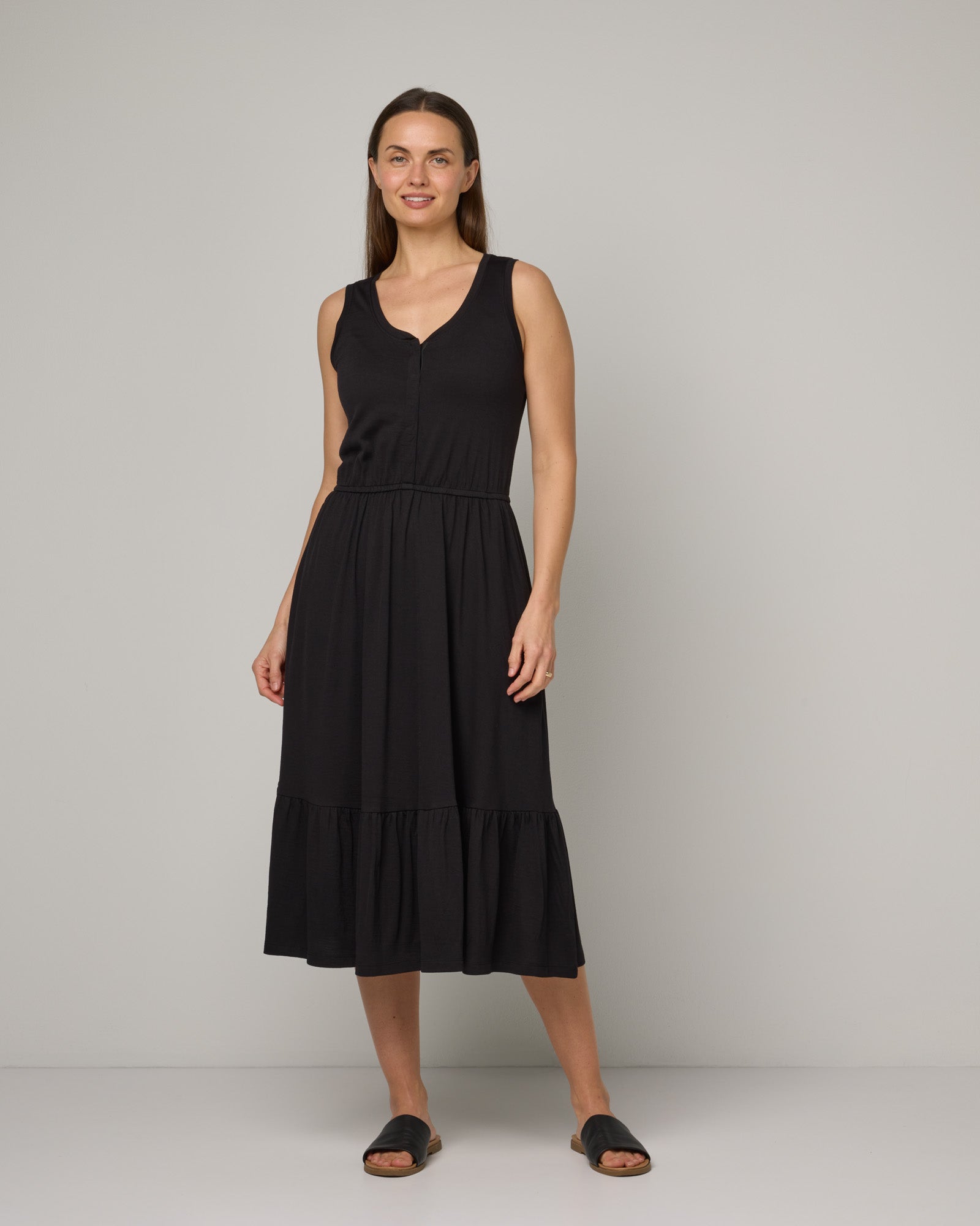 Grace Merino Wool Tiered Dress - Black Grace Merino Wool Tiered Dress - Black
