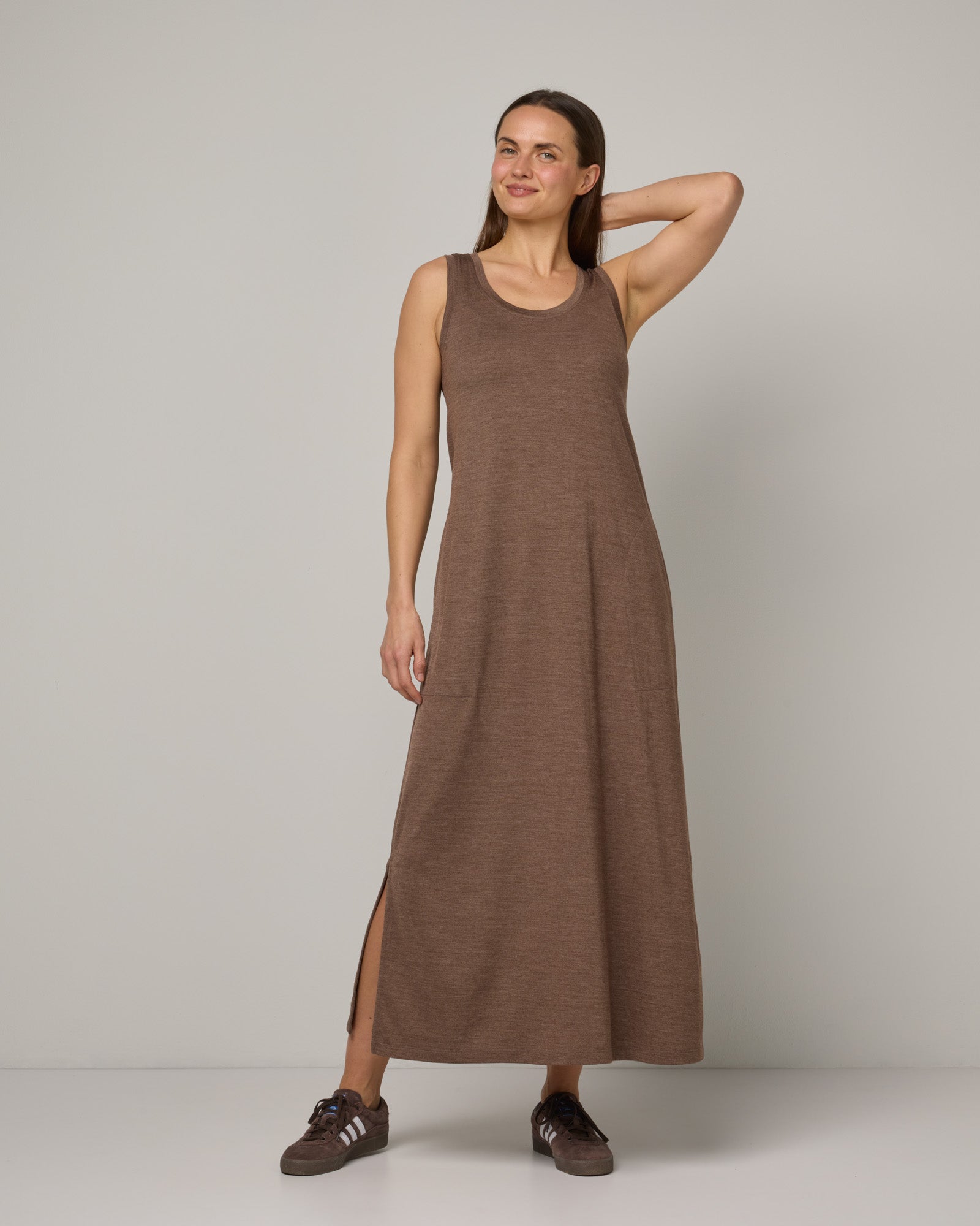 Camellia Merino Wool Tank Dress - Black - woolu0026