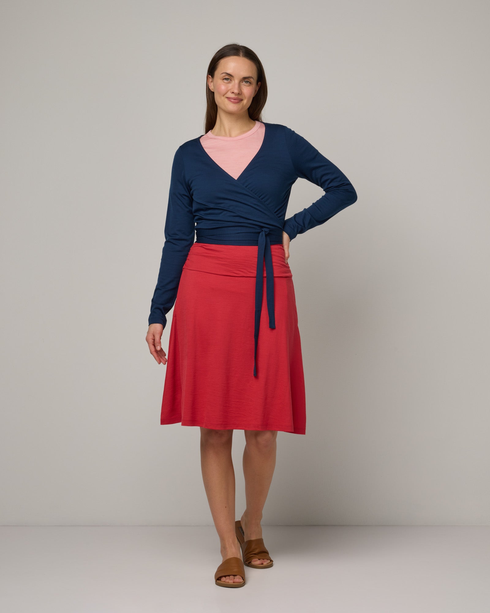 Helena Merino Wool Skirt Coral Red