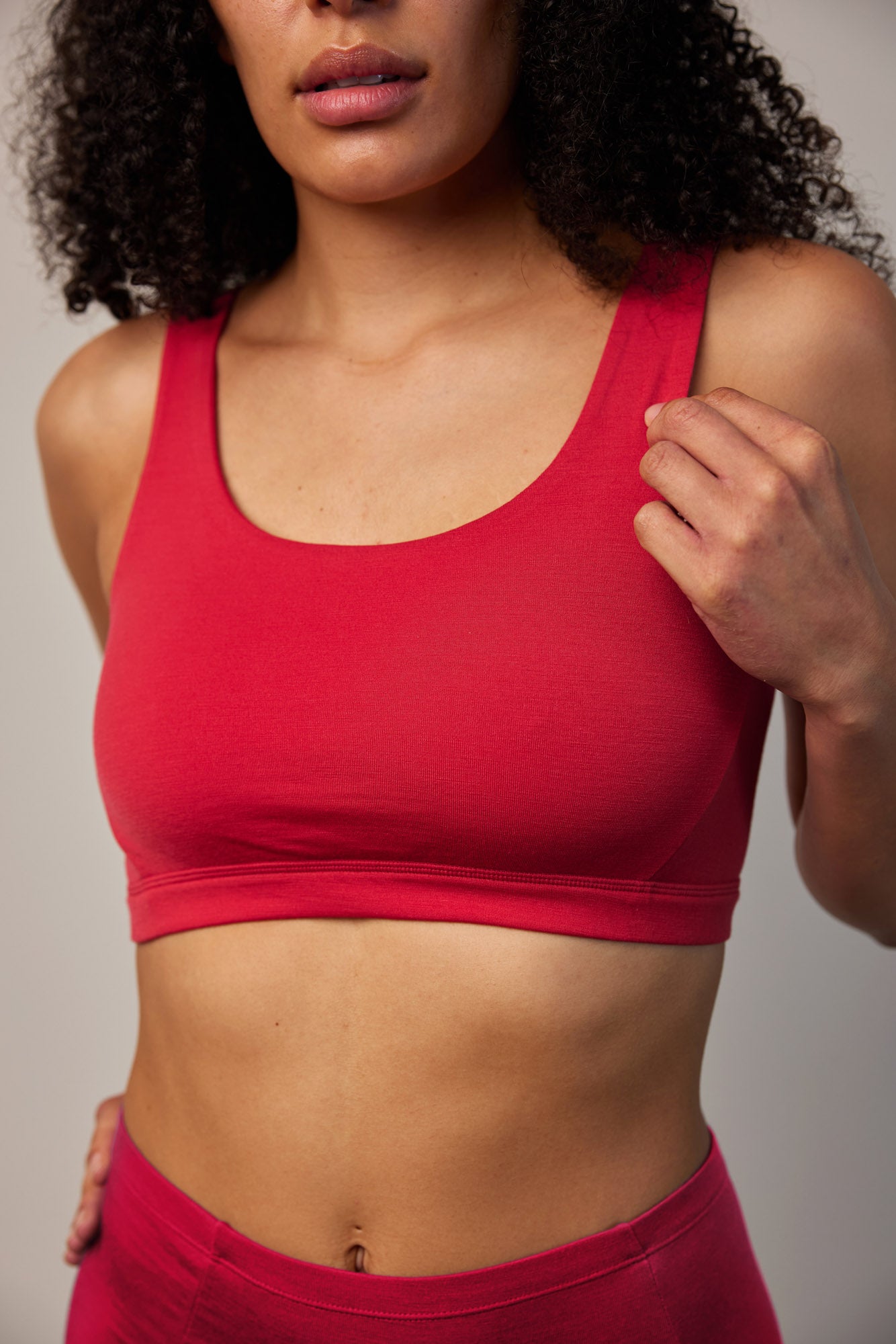 model-spec:Jazzmine's bust is 35.75", and she wears a size M