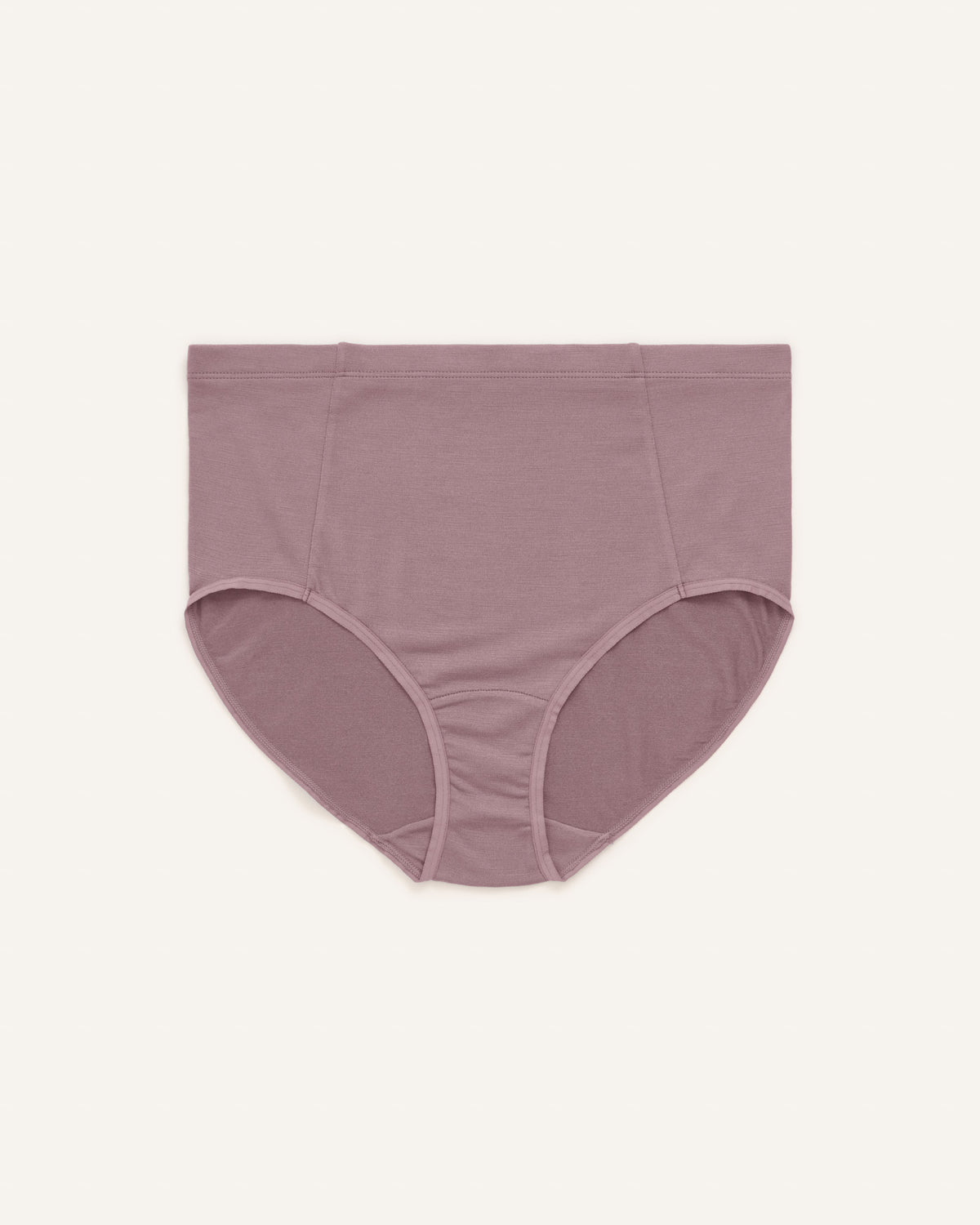 Laydown of Roam High Waist Bikini & Convertible Wrap Bra set in Lavender, a dusky muted purple color. Roam High Waist Bikini is a merino wool underwear available in sizes XS-3X.