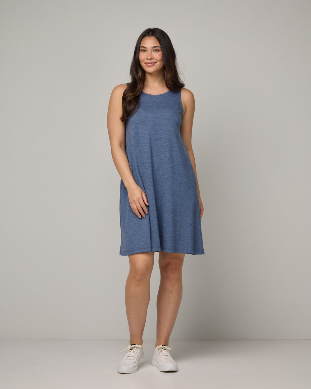 Camellia Merino Wool Tencel Tank Dress - Aurora Blue Heather - wool&