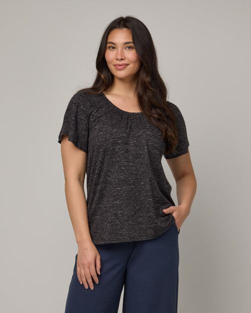 Linen Jersey Lilah Gathered Neck Tee