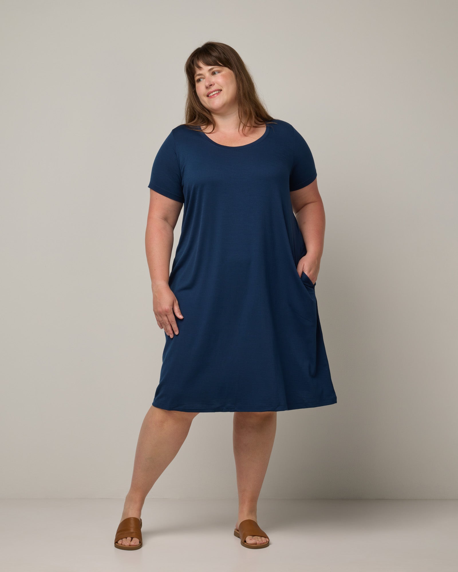 Maggie Merino Wool Swing Dress - Marine Blue Maggie Merino Wool Swing Dress - Marine Blue