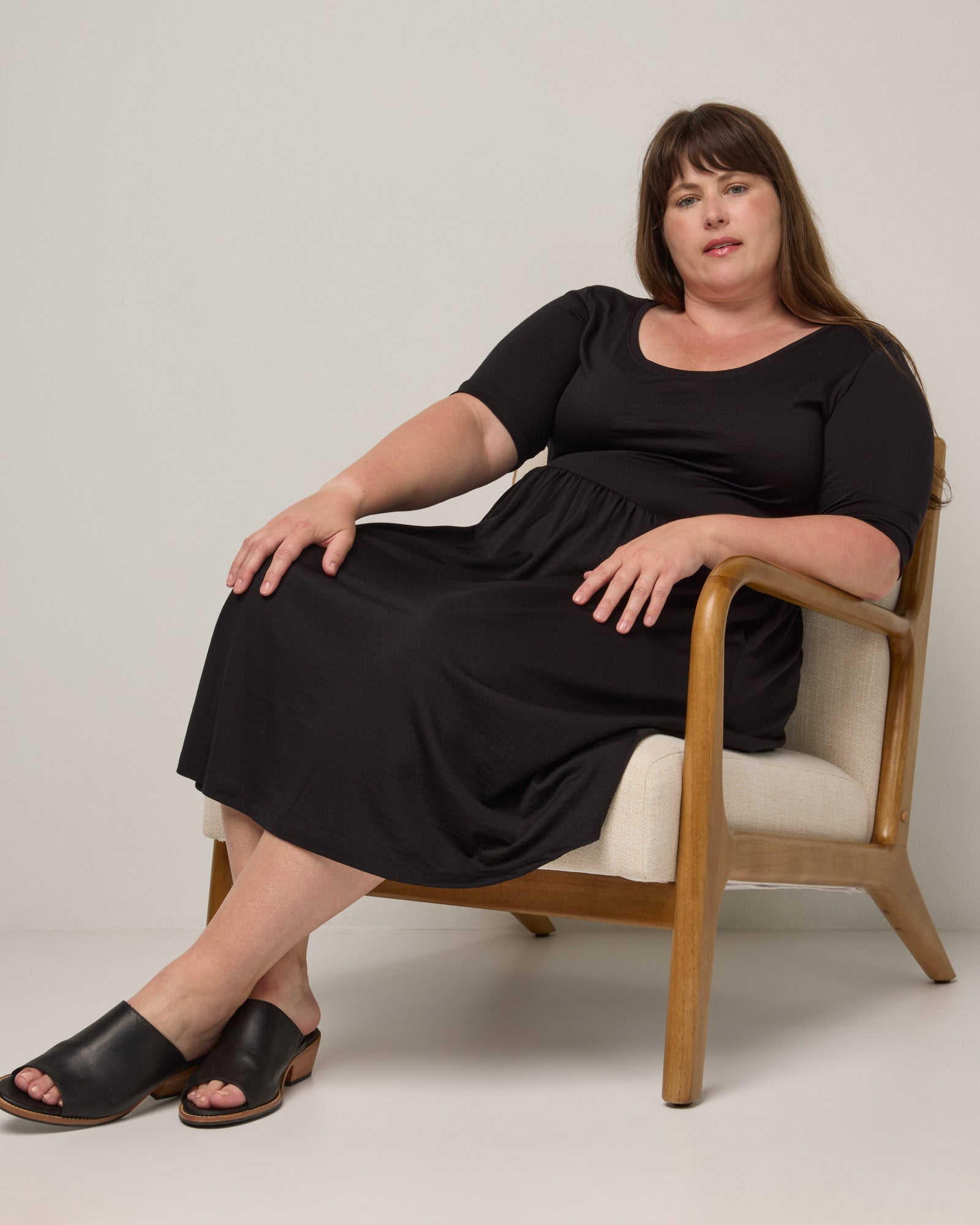 Sylvie Merino Wool Fit & Flare Dress - Black Sylvie Fit & Flare Dress | wool& Sylvie Merino Wool Fit & Flare Dress - Black Sylvie Fit & Flare Dress | wool&