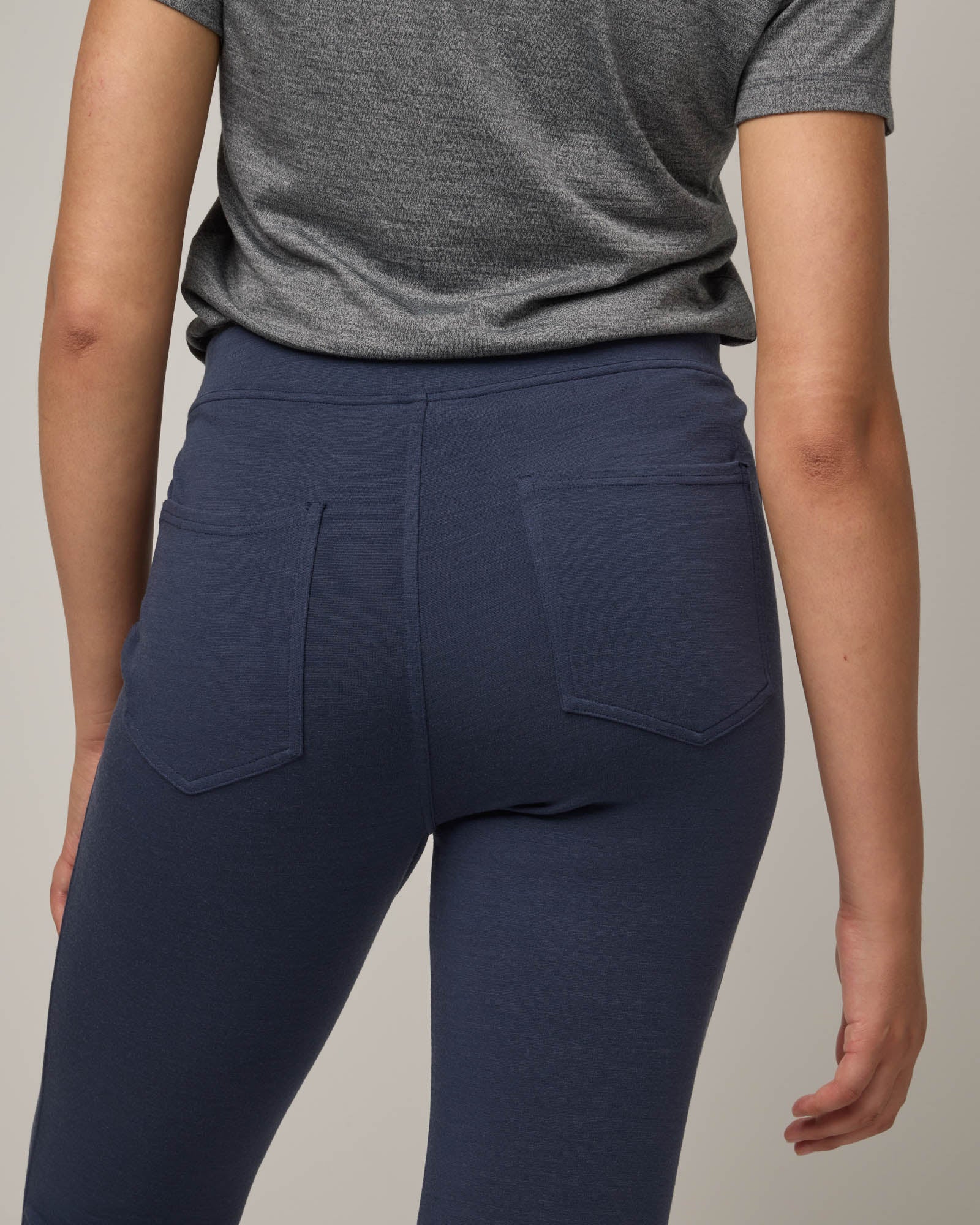 Foster Merino Wool Ponte Kick Flare Pant- Washed Navy – Foster