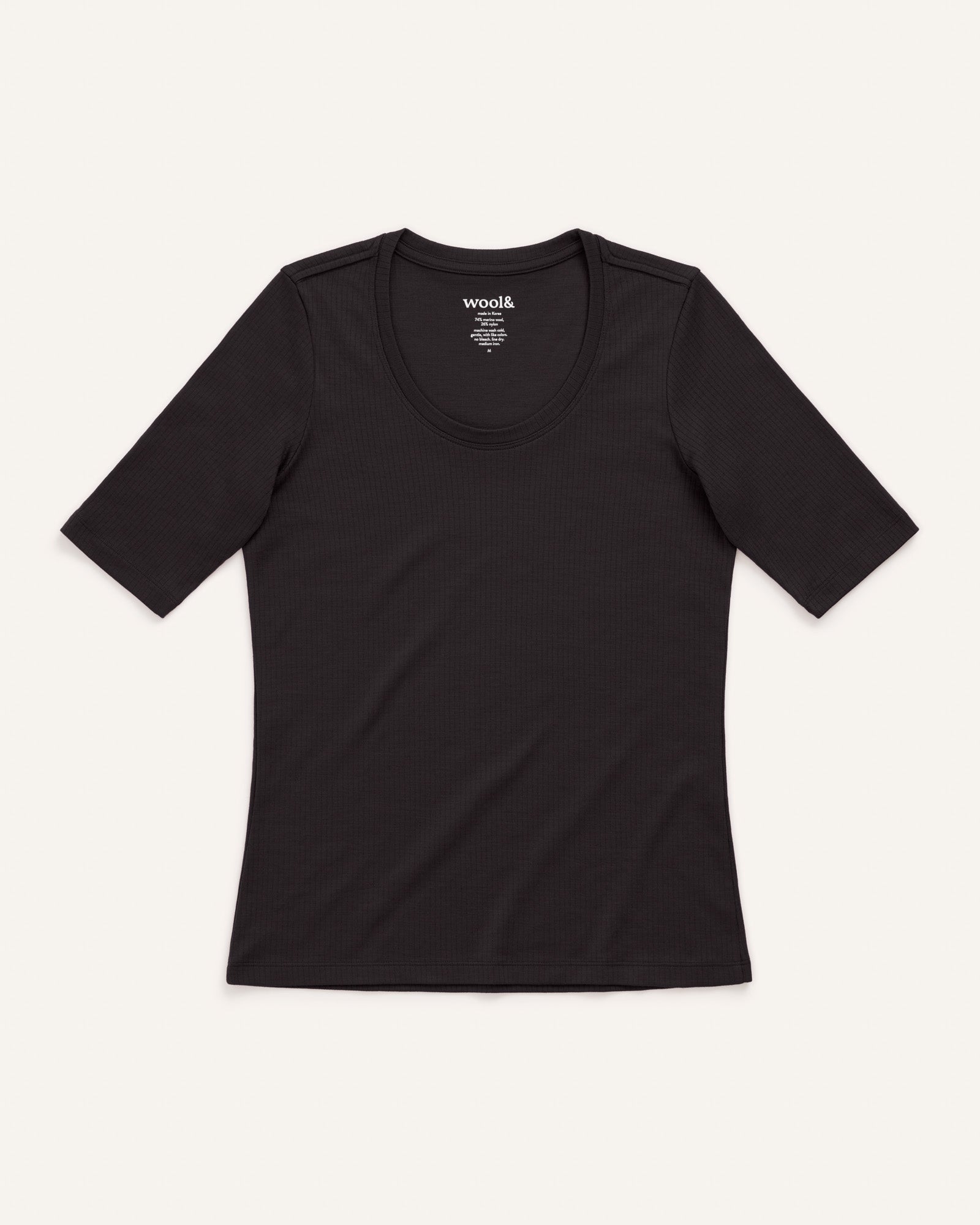 Celine Rib Merino Wool Elbow Sleeve Tee - Black – Celine Rib Elbow