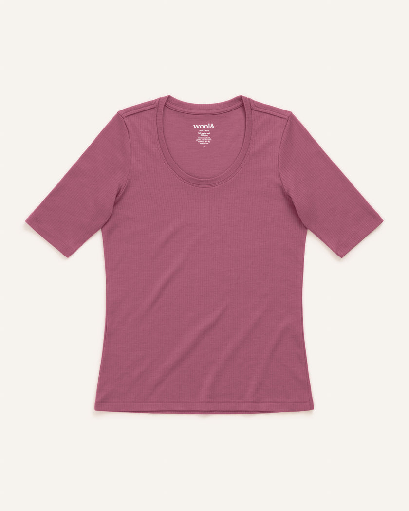 Celine Ribbed Elbow Sleeve Tee