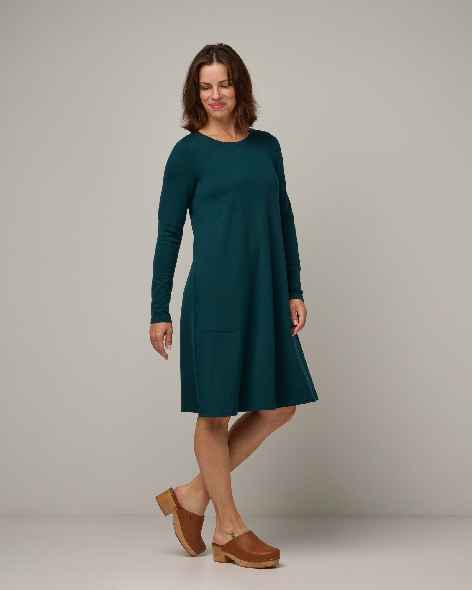 Eliza Merino Wool Swing Dress - Pine Eliza Swing Dress | wool& Eliza Merino Wool Swing Dress - Pine Eliza Swing Dress | wool&