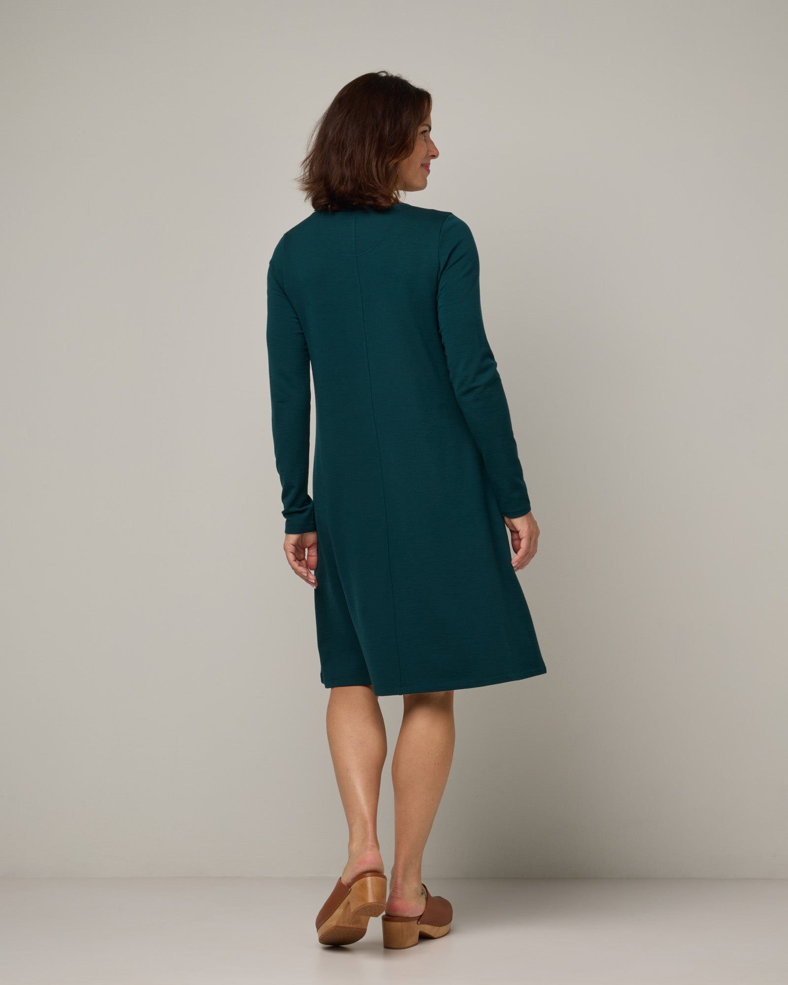 Eliza Merino Wool Swing Dress - Pine Eliza Merino Wool Swing Dress - Pine