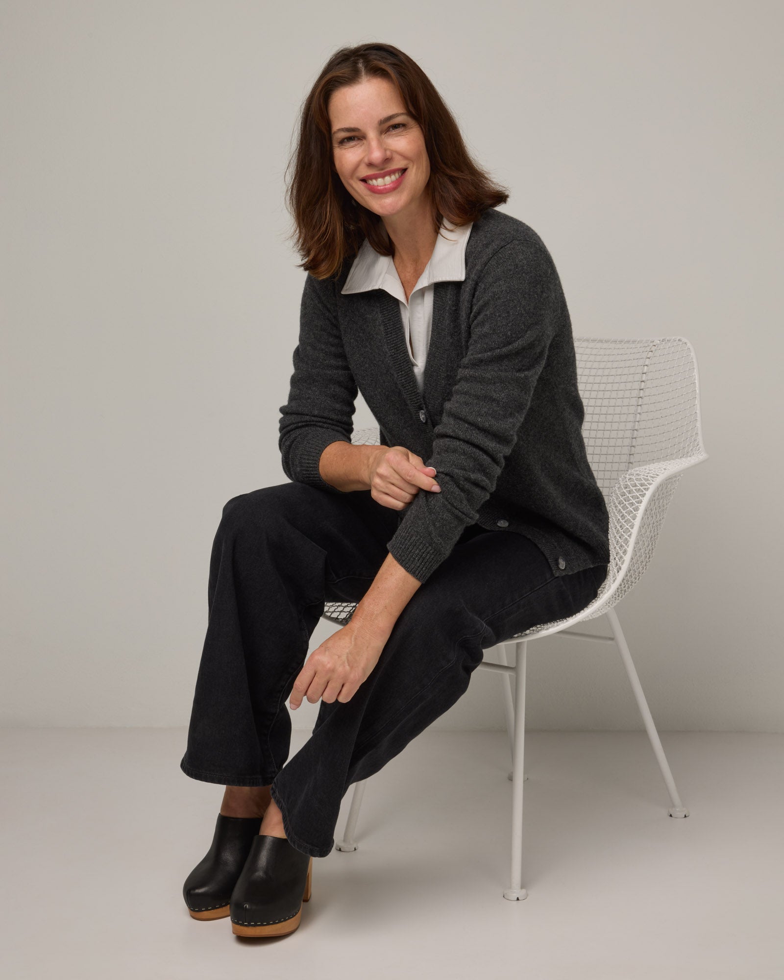 Hazel Merino Wool Sweater Cardigan - Dark Charcoal Heather – Hazel