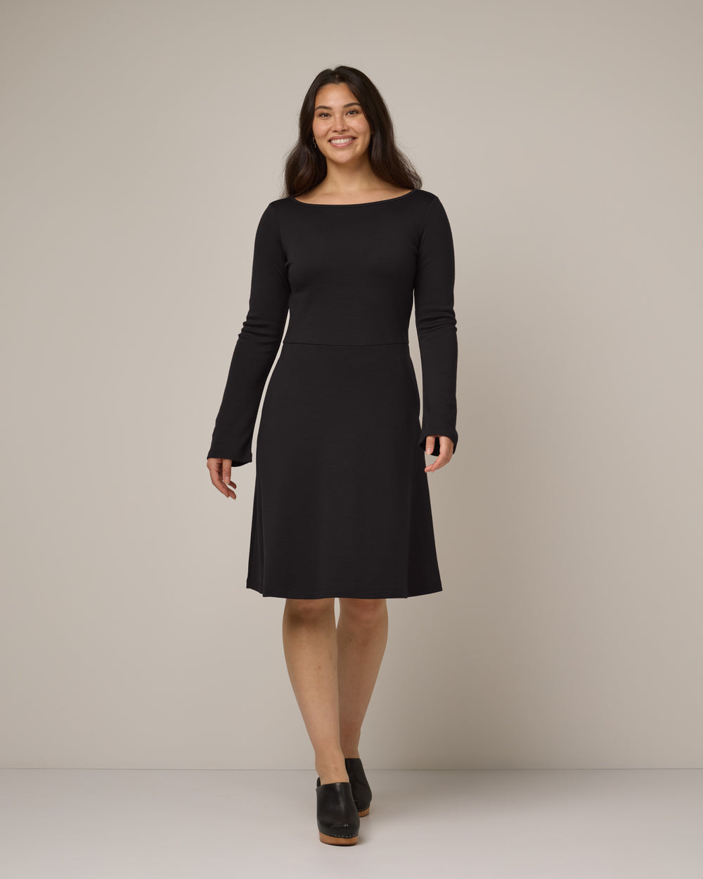 fitted lace wedding dress Marnie Merino Wool Bell Sleeve Dress - Black – Marnie Bell Sleeve Dress