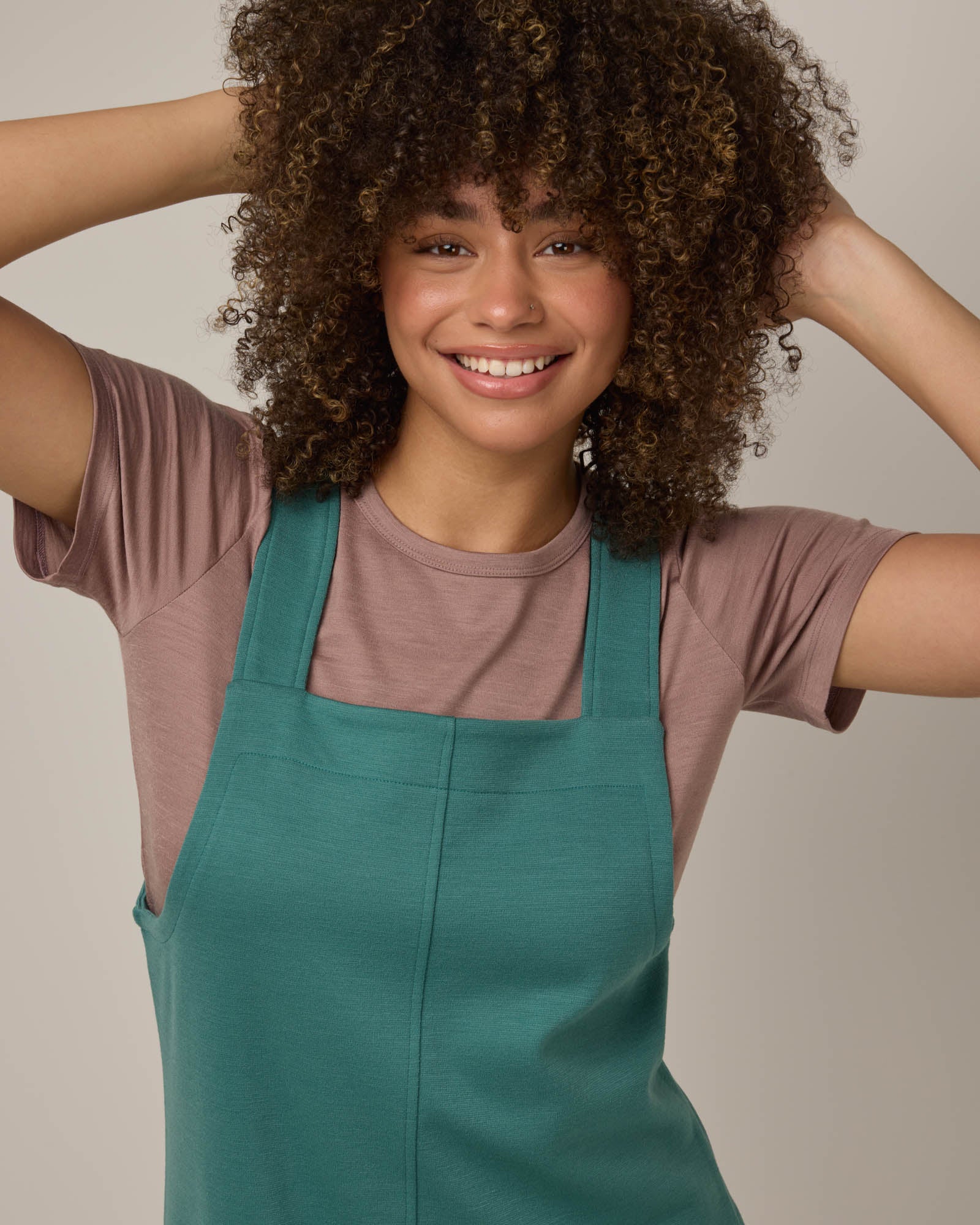 Goldie Merino Wool Ponte Pinafore - Silver Jade Goldie Merino Wool Ponte Pinafore - Silver Jade