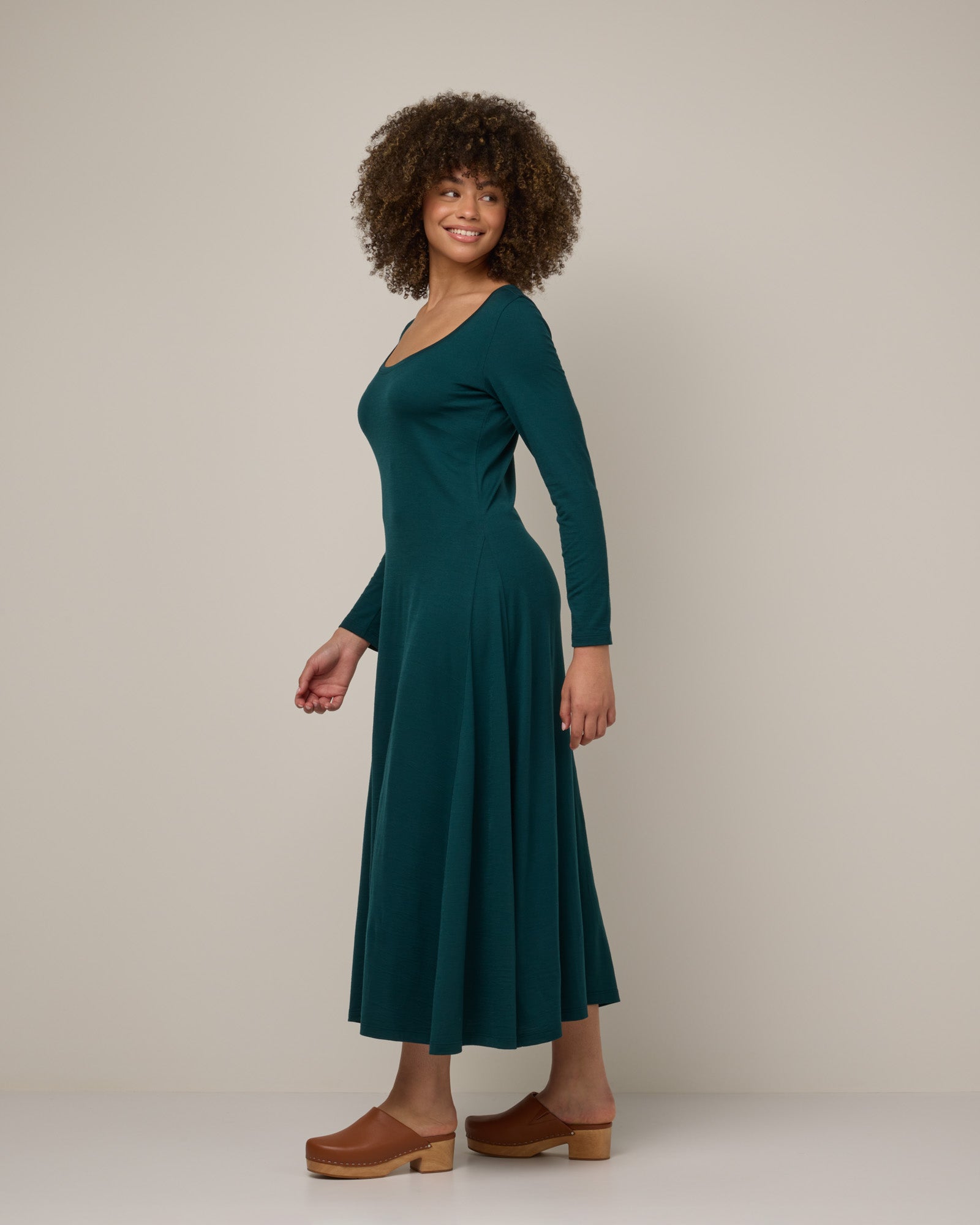 Merino wool maxi fashion dress