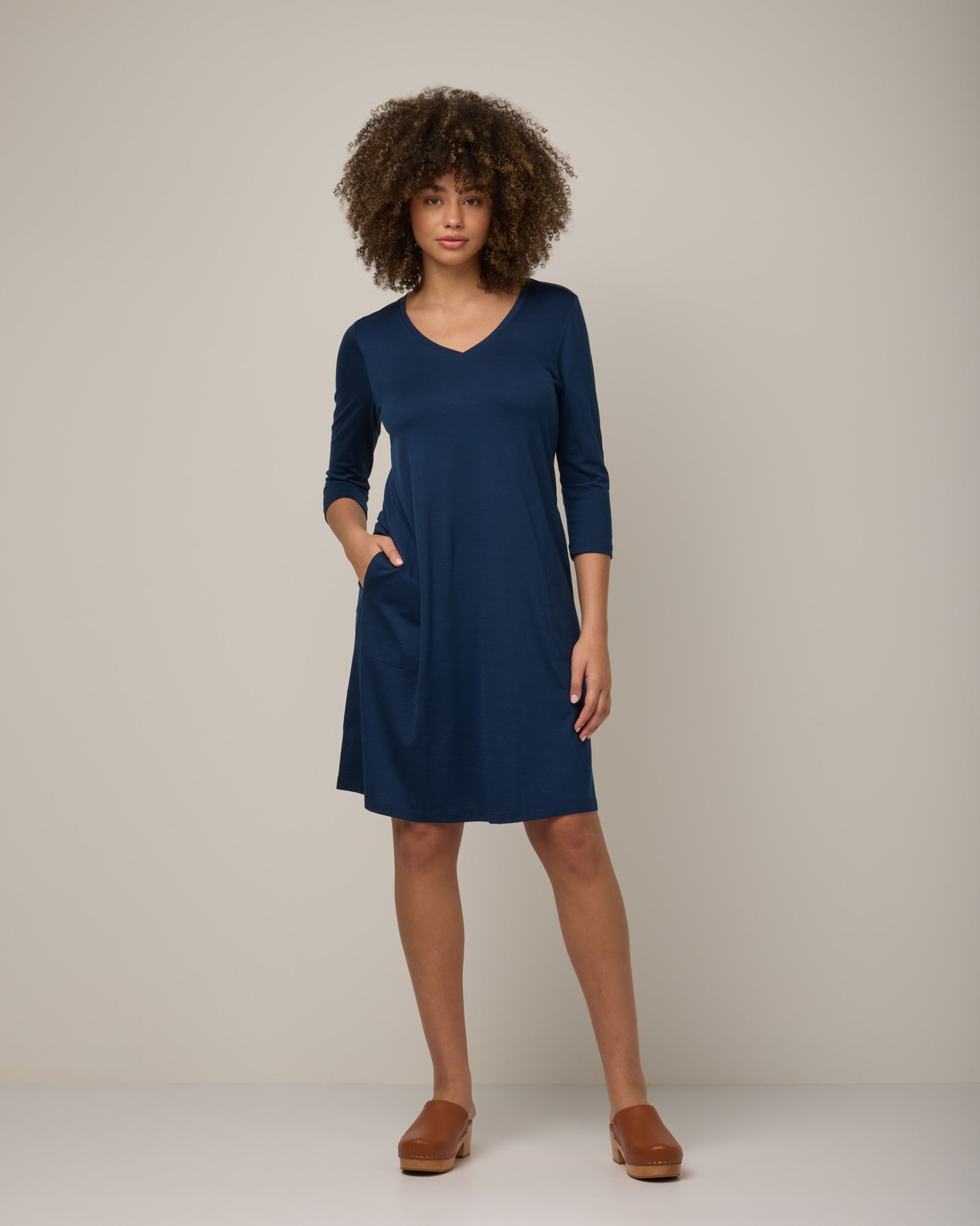 Willow Merino Wool Swing Dress - Marine Blue Willow Swing Dress | wool& Willow Merino Wool Swing Dress - Marine Blue Willow Swing Dress | wool&