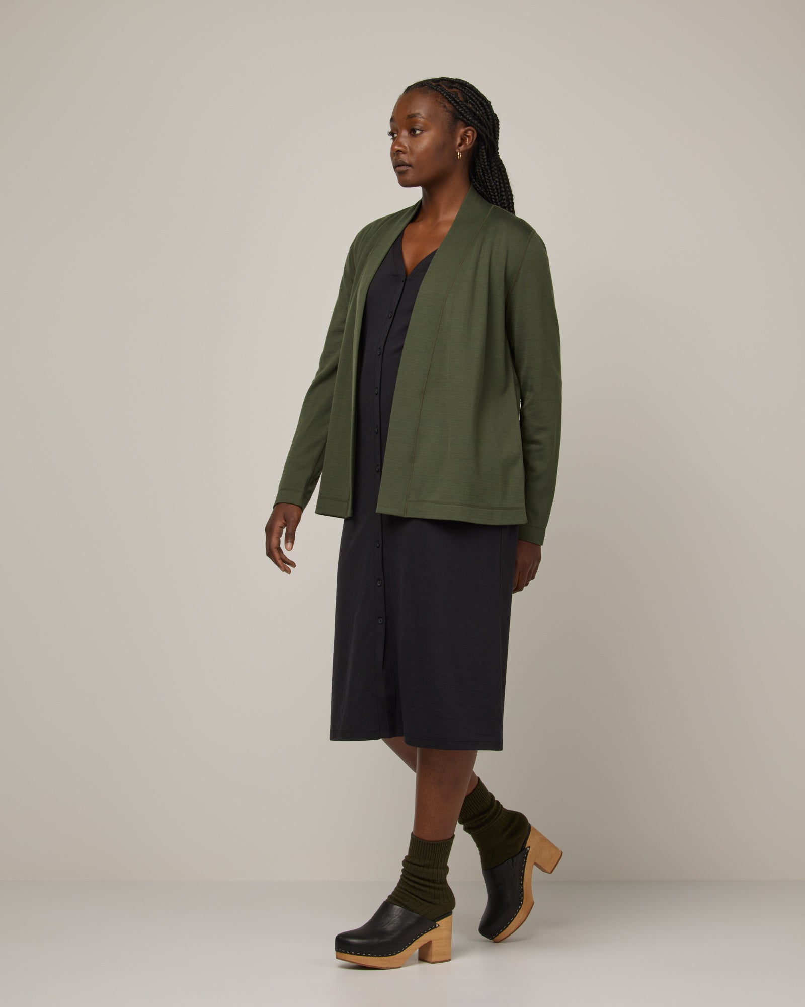 Viv Merino Wool Reversible Cardigan - Forest Night & Cool