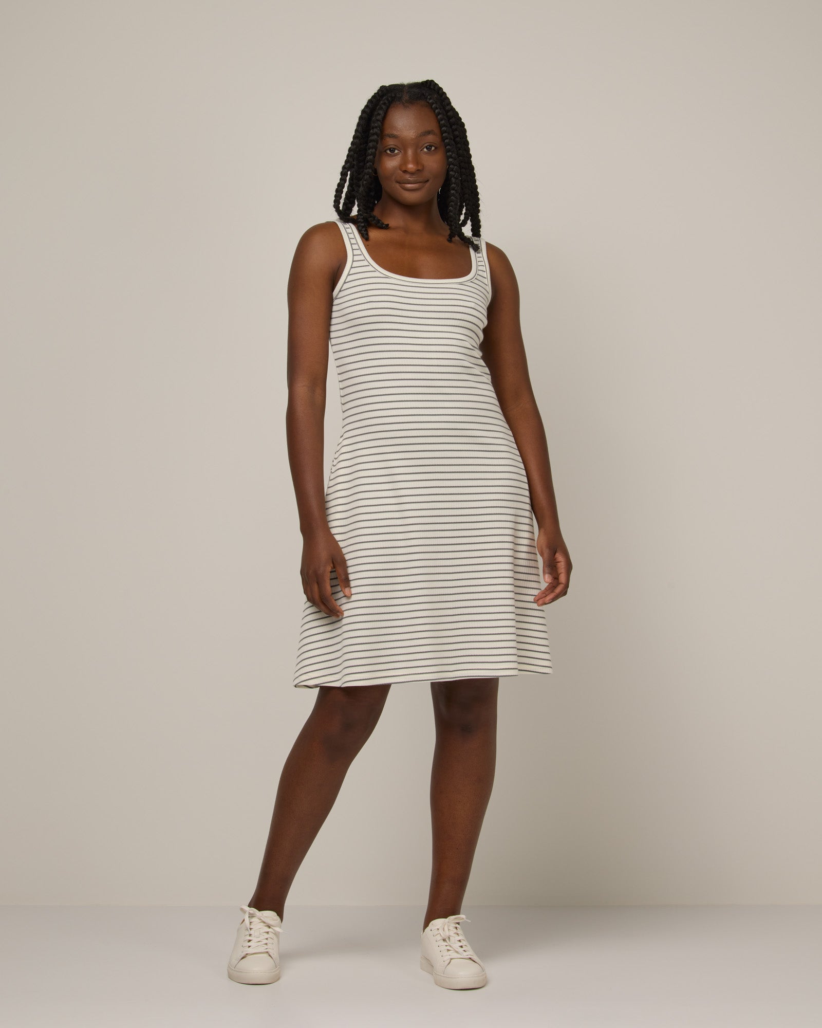 Coco Merino Wool Fit & Flare Dress - Natural White & Castlerock Stripe Coco Fit & Flare Dress | wool& Coco Merino Wool Fit & Flare Dress - Natural White & Castlerock Stripe Coco Fit & Flare Dress | wool&