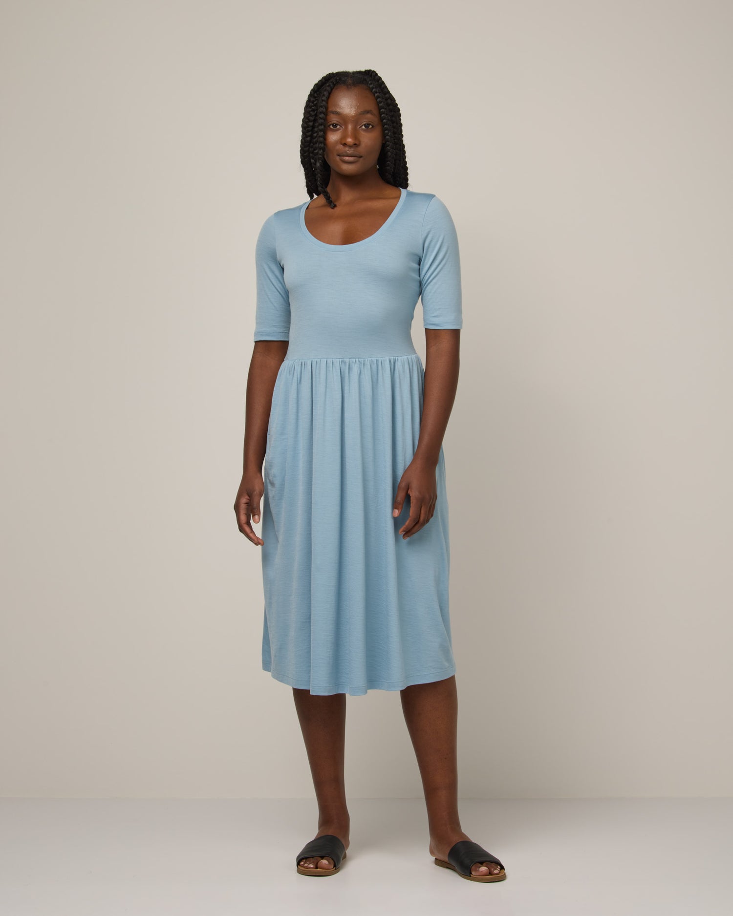 Sylvie Merino Wool Fit & Flare Dress - Light Blue – Sylvie Fit & Flare Dress