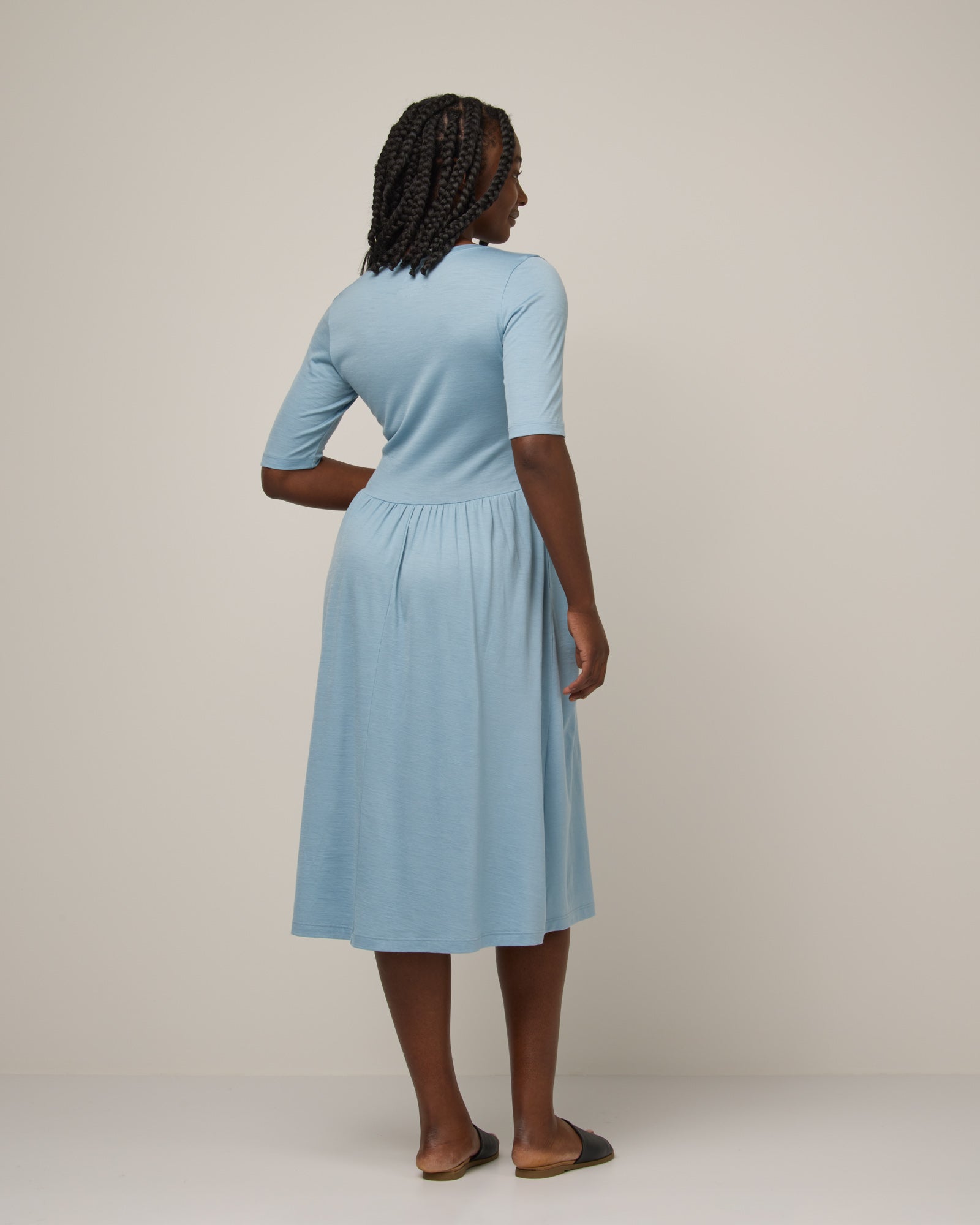 Sylvie Merino Wool Fit & Flare Dress - Light Blue Sylvie Fit & Flare Dress | wool& Sylvie Merino Wool Fit & Flare Dress - Light Blue Sylvie Fit & Flare Dress | wool&