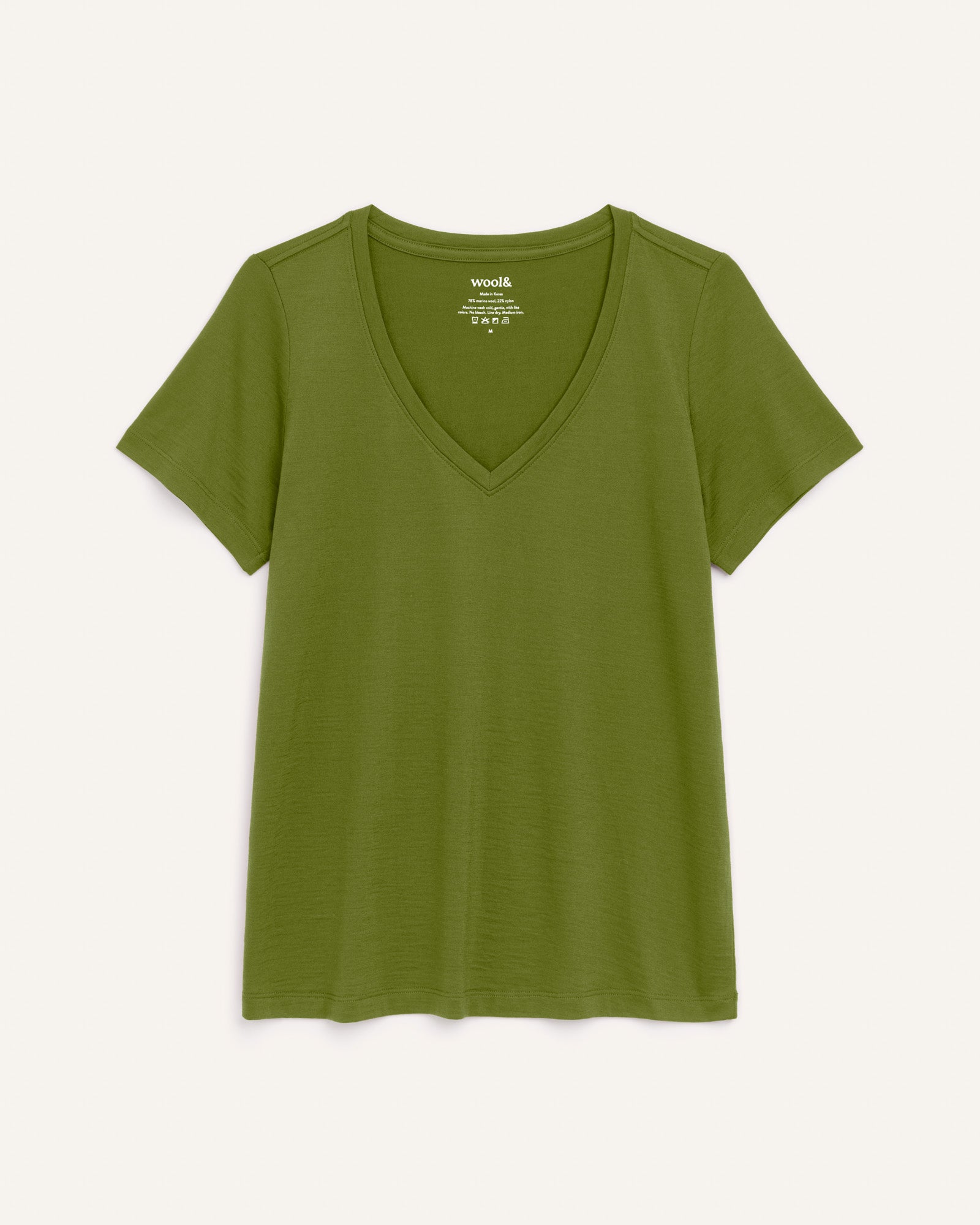 Morgan Merino Wool V-Neck Tee - Moss Green – Morgan Vneck Tee | wool&